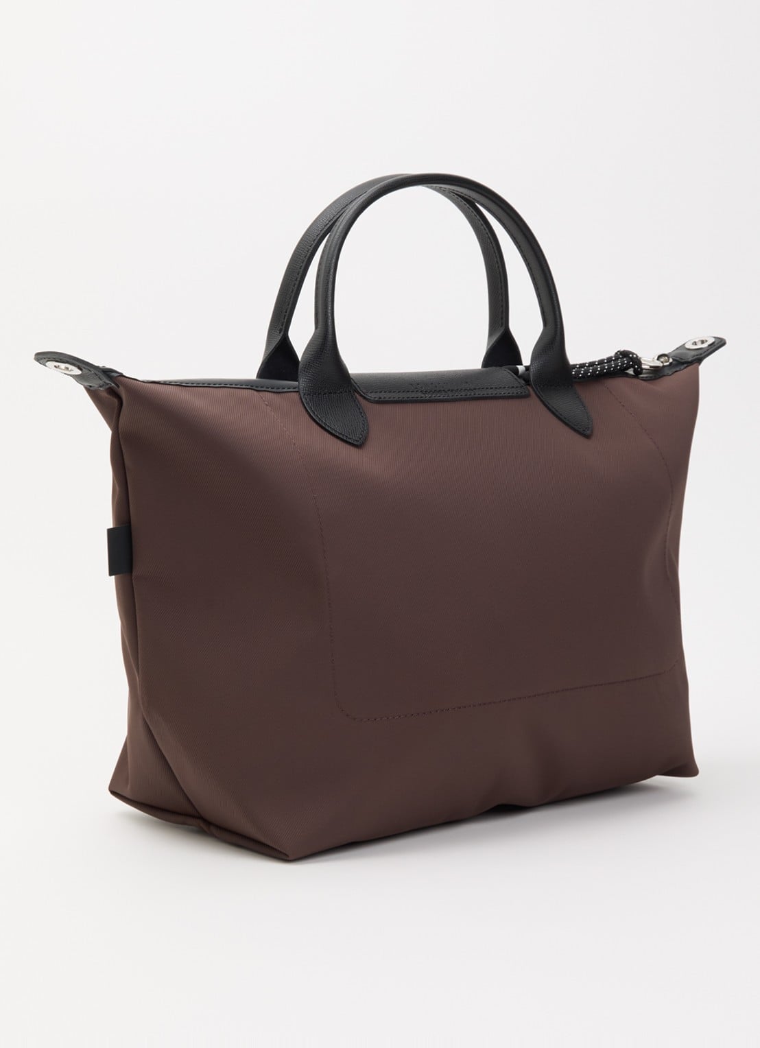 Longchamp Le Pliage Energy handtas L met leren details - achterkant 2 chocoladebruin