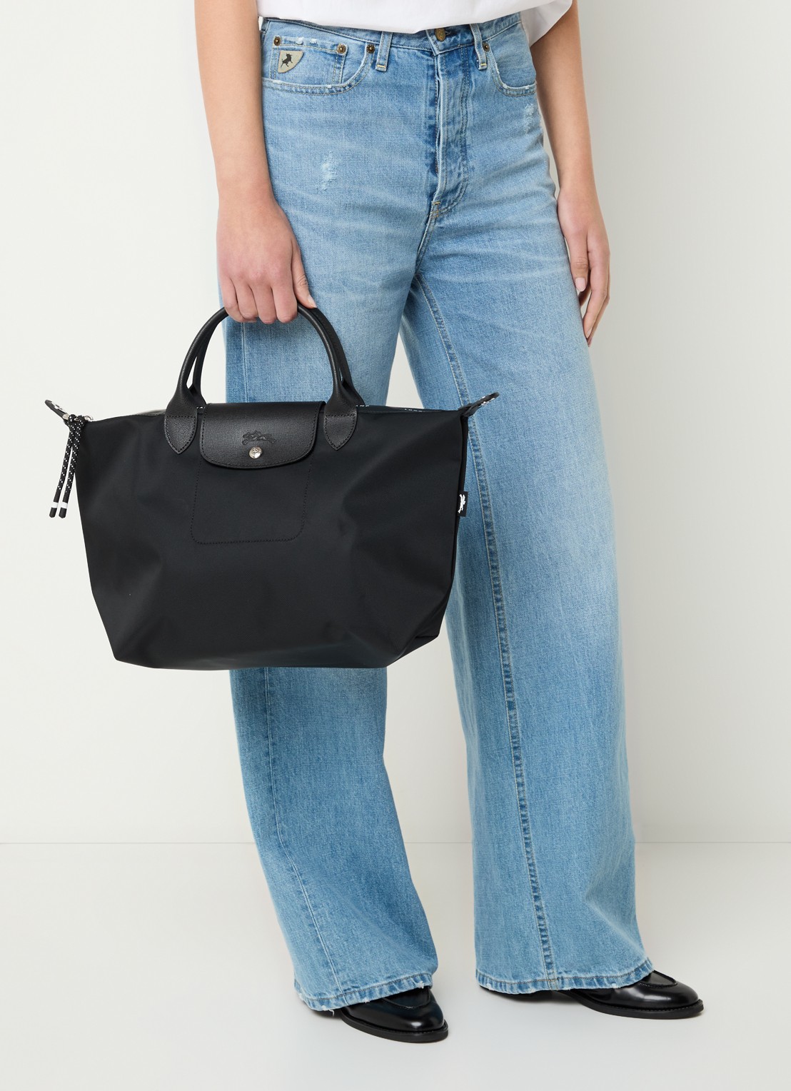 Longchamp Le Pliage Energy handtas S met leren details - voorkant 2 zwart