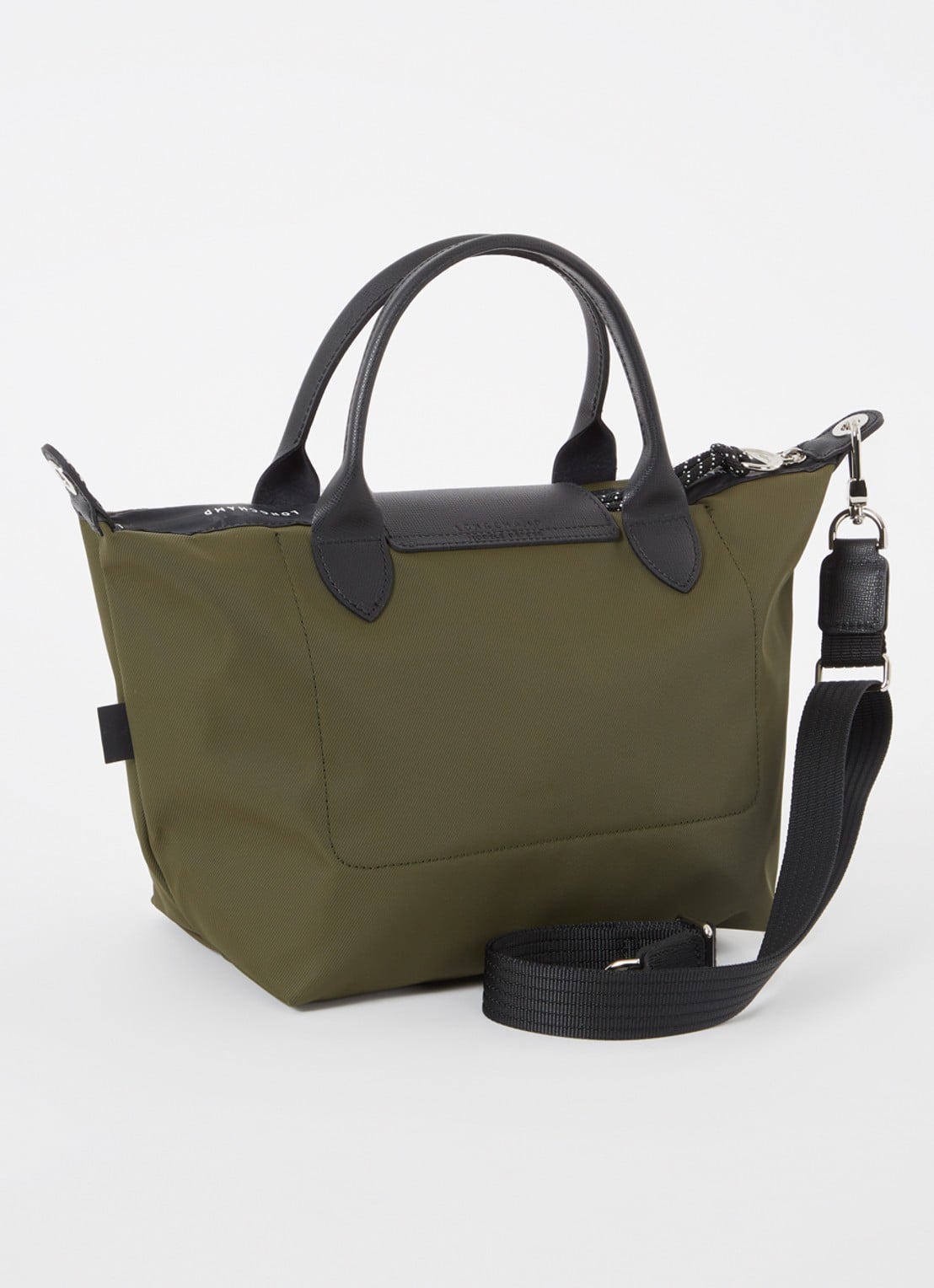 Longchamp Le Pliage Energy handtas S met leren details - achterkant 6 legergroen