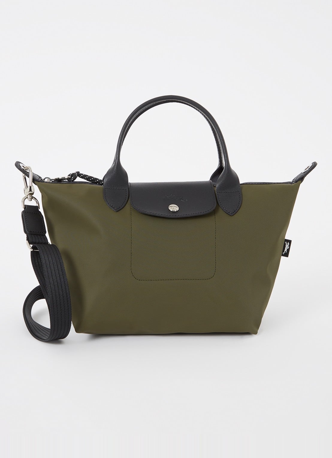 Longchamp Le Pliage Energy handtas S met leren details - voorkant legergroen