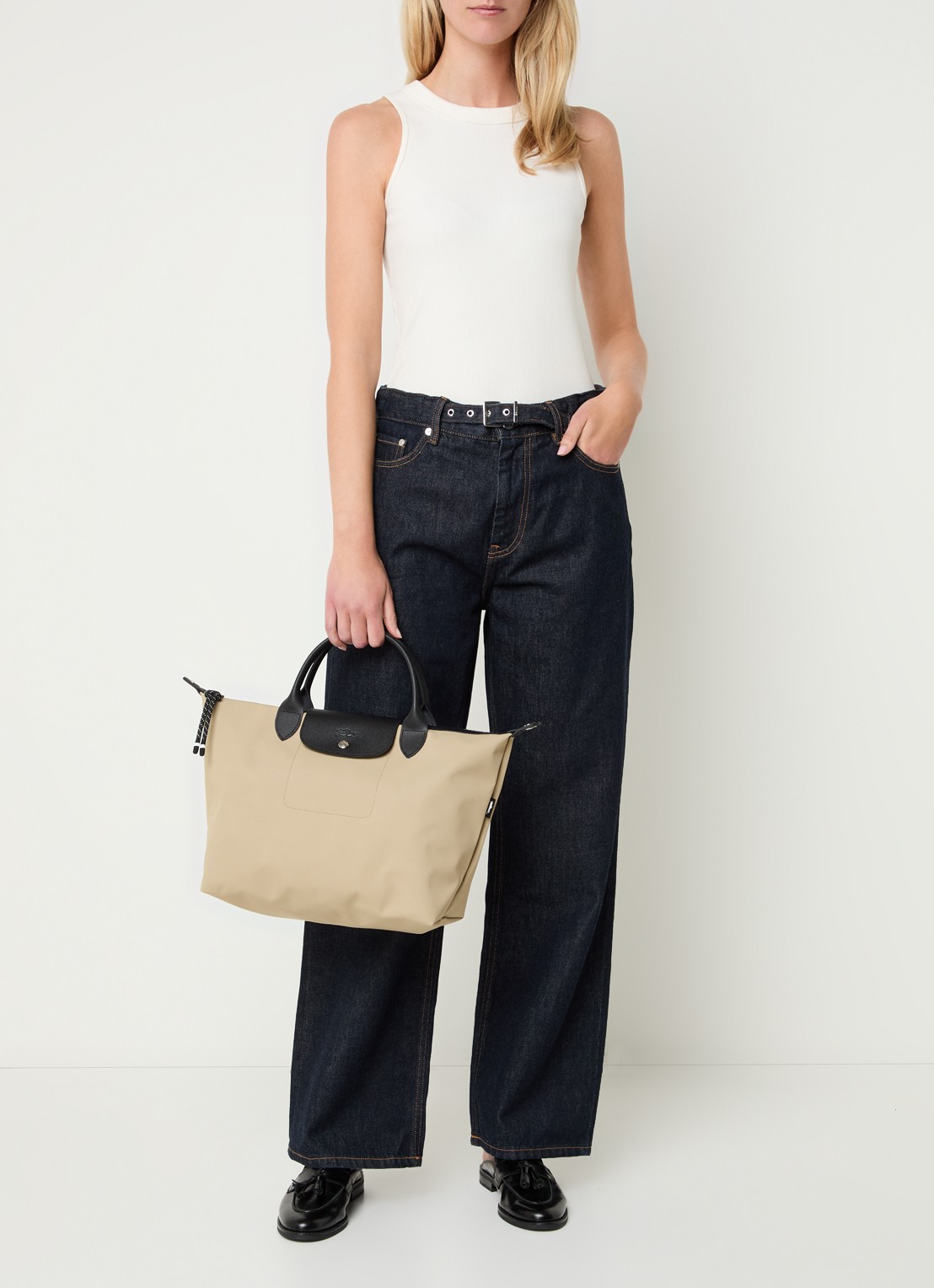 Longchamp Le Pliage Energy handtas S met leren details - voorkant 2 beige