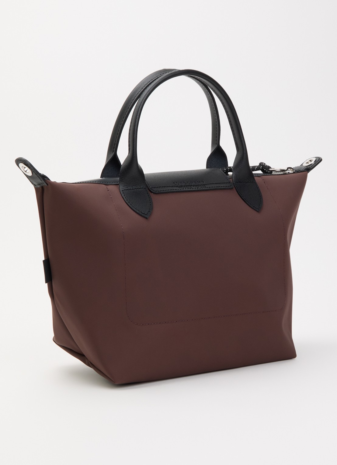 Longchamp Le Pliage Energy handtas S met leren details - achterkant chocoladebruin