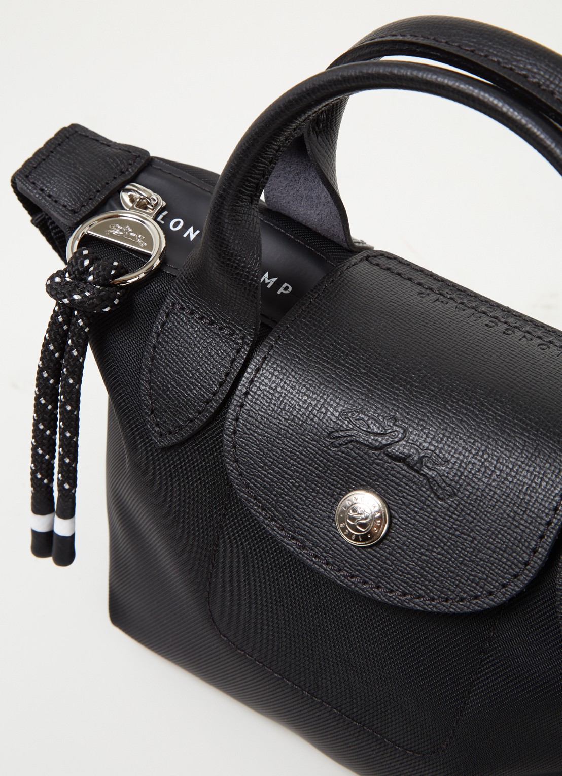 Longchamp Le Pliage Energy handtas XS met leren details - detail 3 zwart