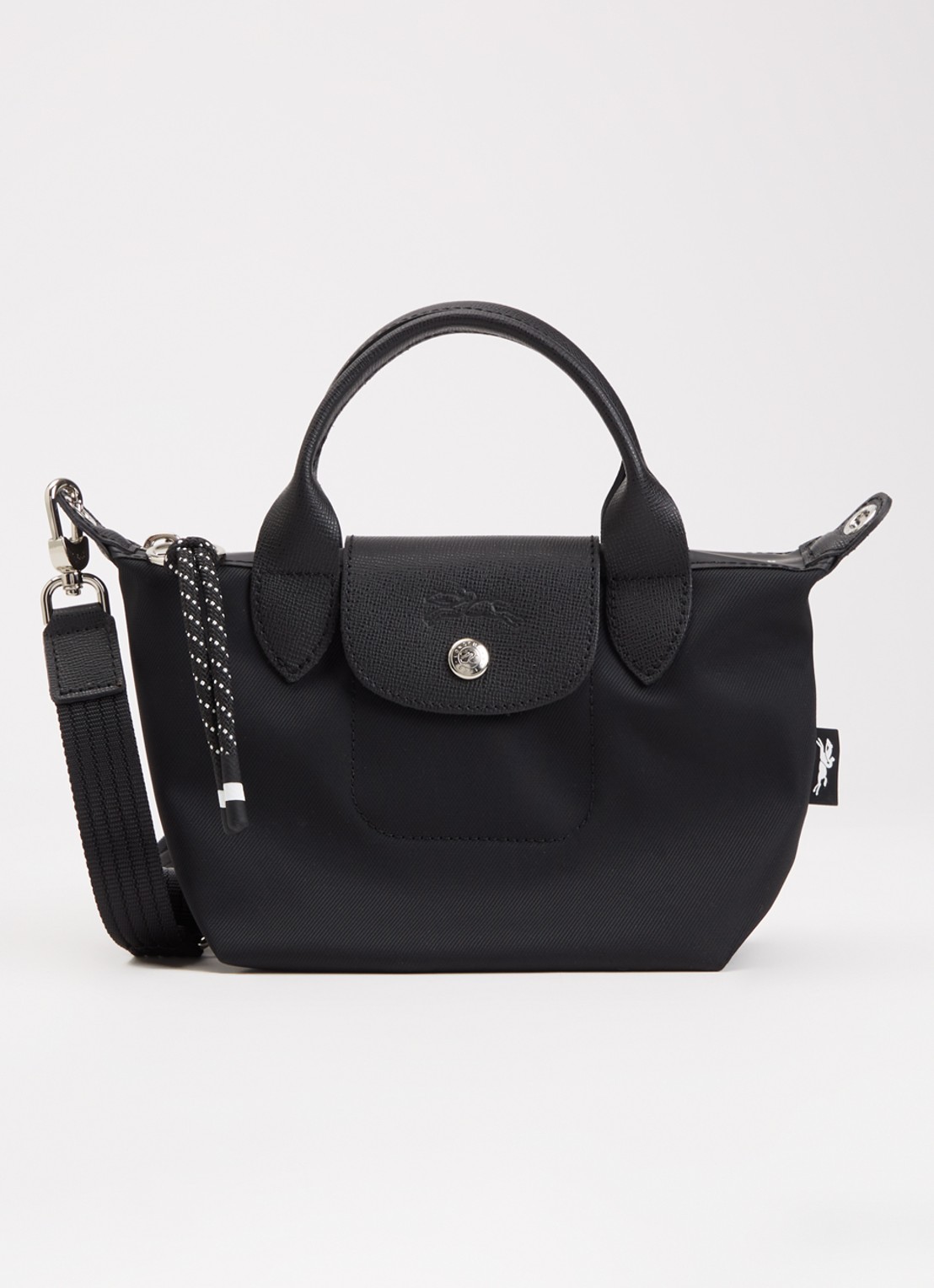 Longchamp Le Pliage Energy handtas XS met leren details - voorkant 5 zwart