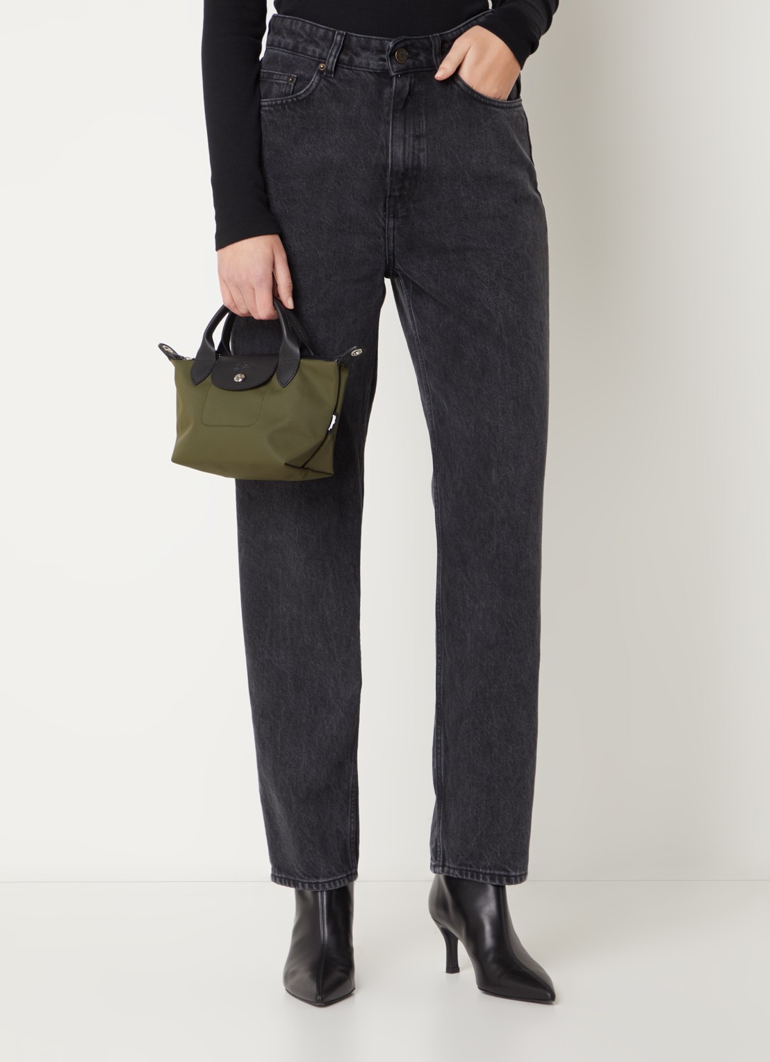 Longchamp Le Pliage Energy handtas XS met leren details - voorkant 6 bronsgroen