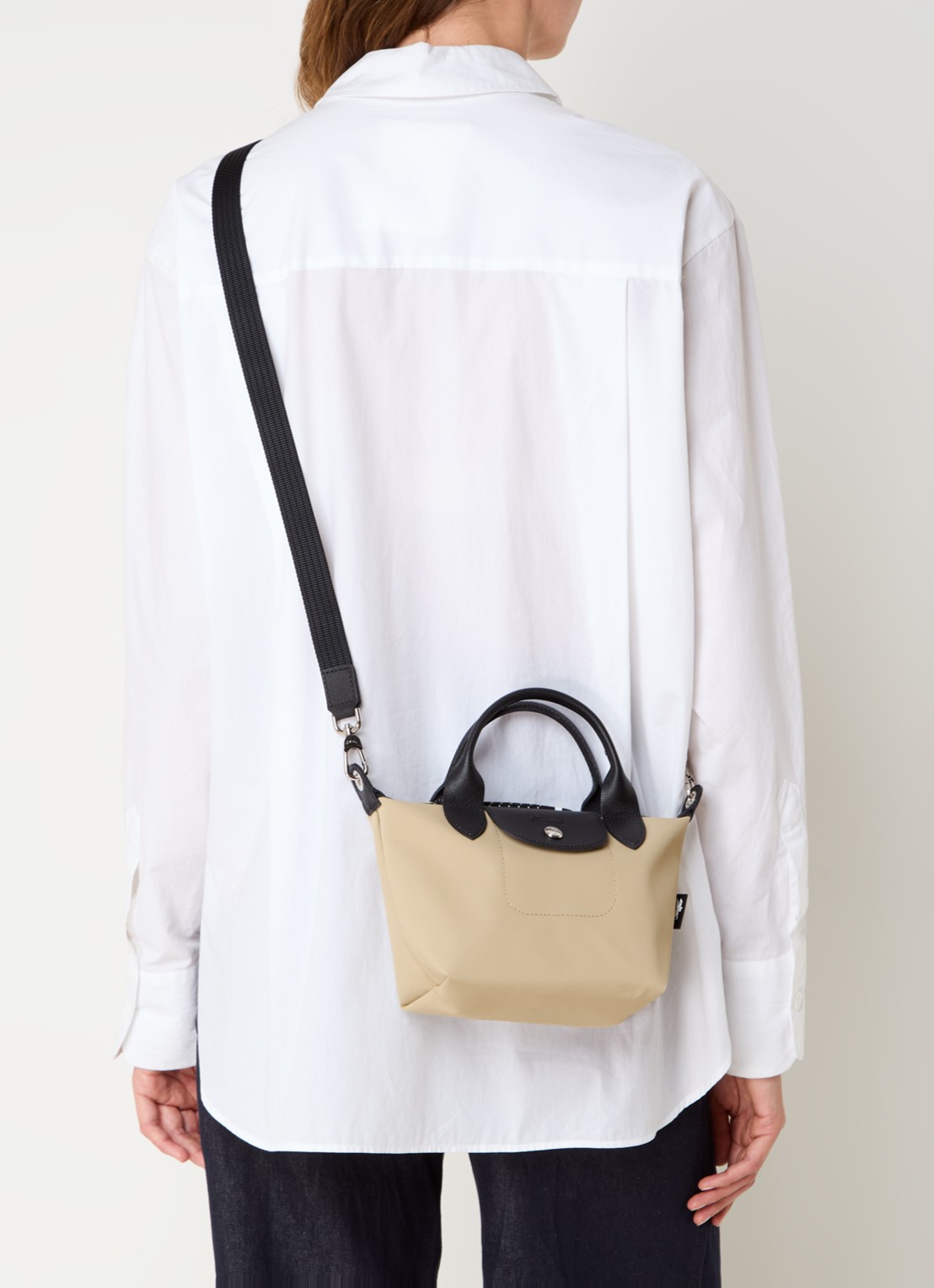 Longchamp Le Pliage Energy handtas XS met leren details - voorkant 4 beige
