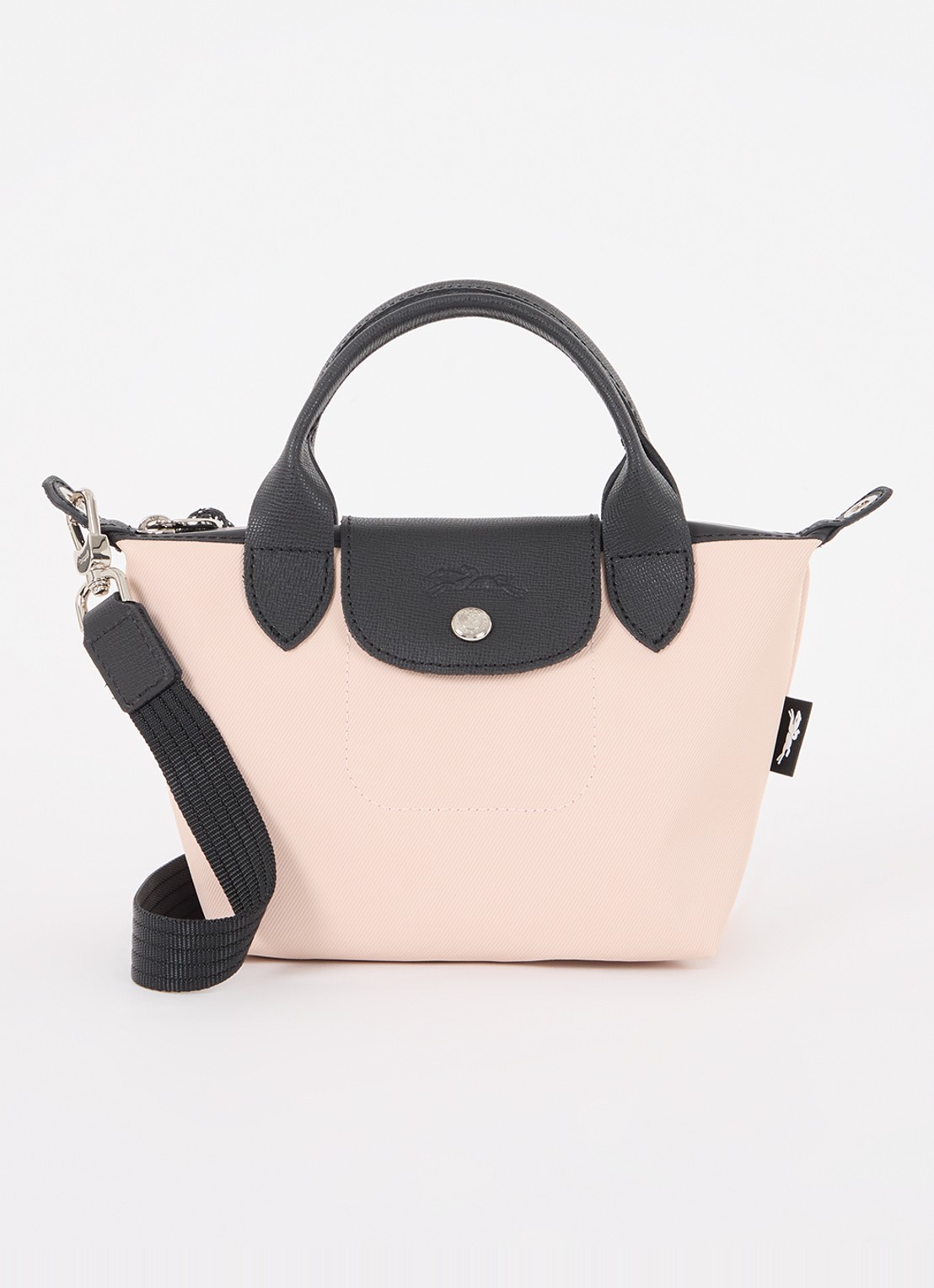 Longchamp Le Pliage Energy handtas XS met leren details - voorkant lichtroze