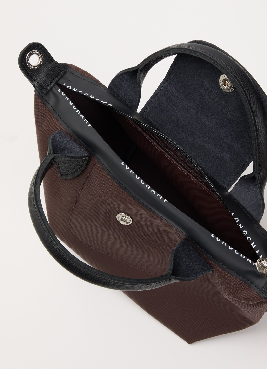 Longchamp Le Pliage Energy handtas XS met leren details - detail 2 donkerbruin
