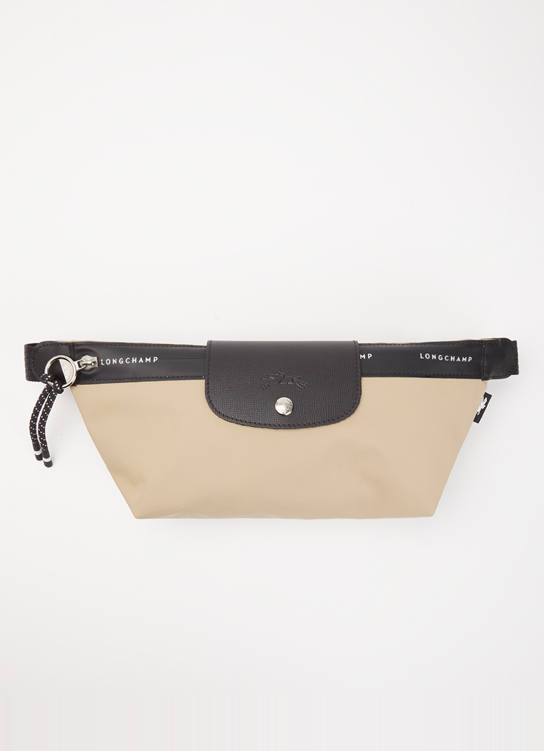 Longchamp Le Pliage Energy heuptas M van canvas met leren details - voorkant 2 donkerbeige