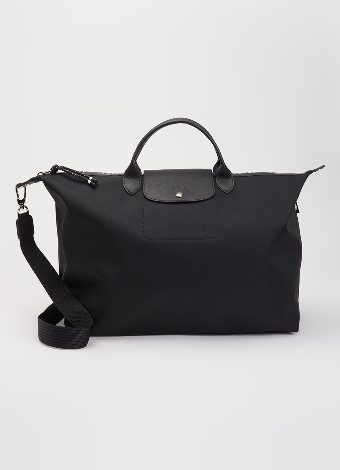 Longchamp Le Pliage Energy reistas L met leren details - voorkant 2 zwart