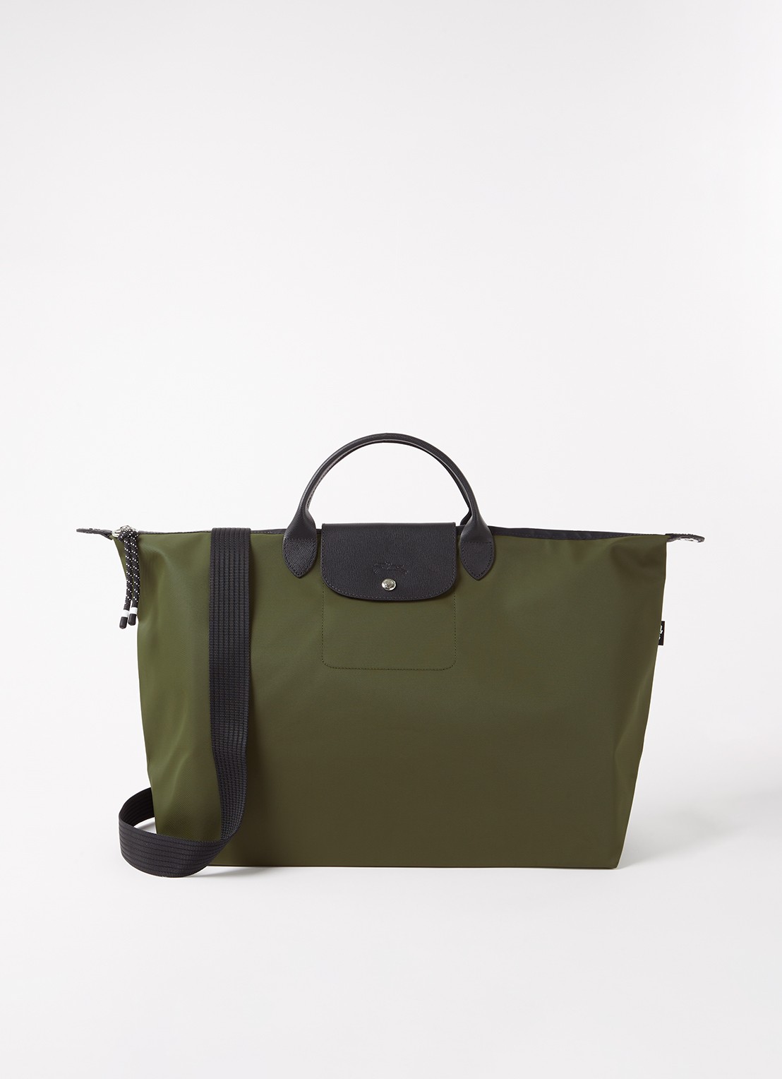 Longchamp Le Pliage Energy reistas L met leren details - voorkant legergroen
