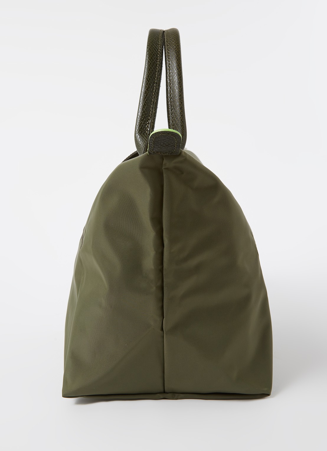 Longchamp Le Pliage Green handtas M met leren details - detail 2 bronsgroen