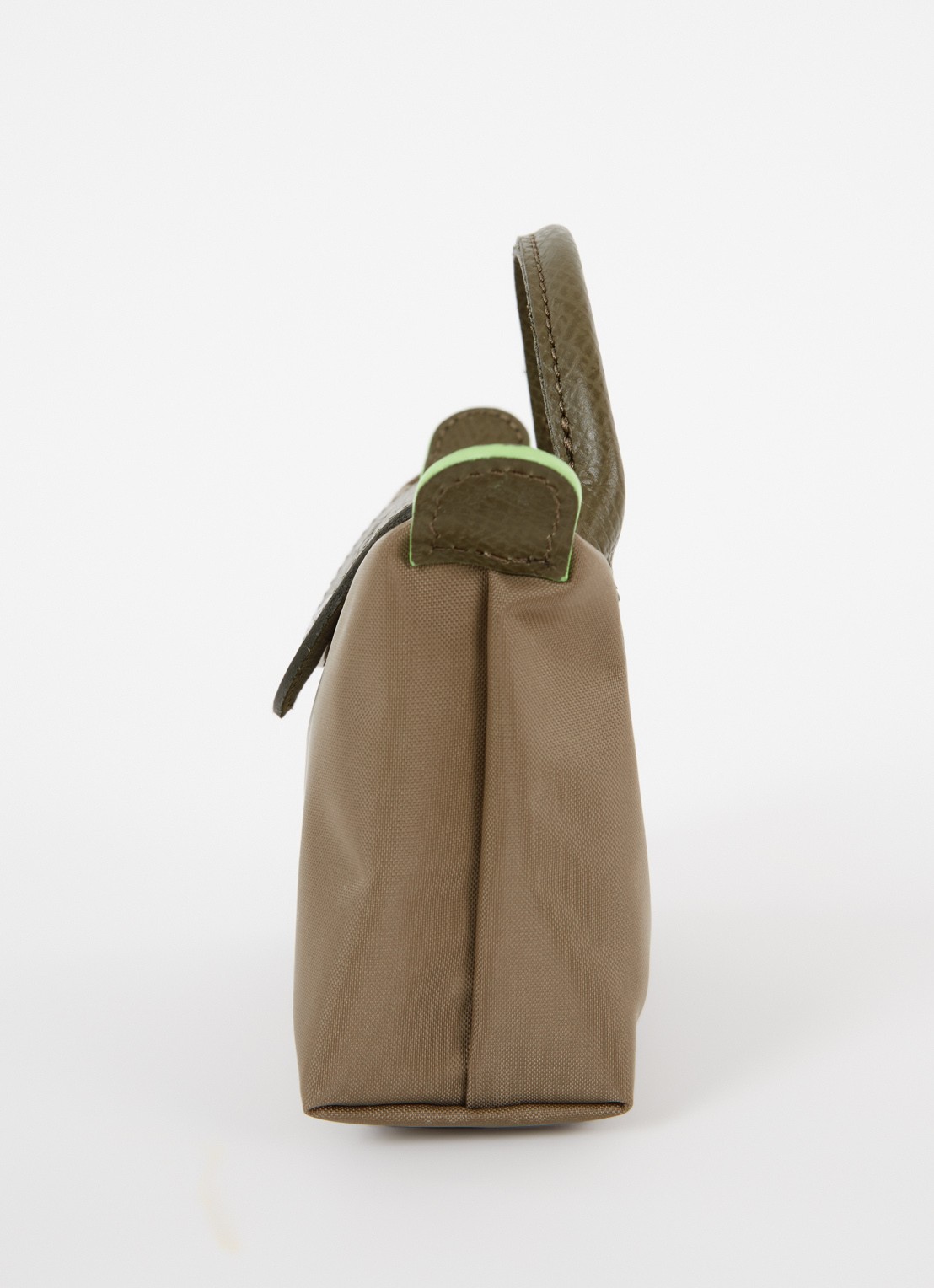 Longchamp Le Pliage Green handtas met leren details - detail 2 lichtbruin