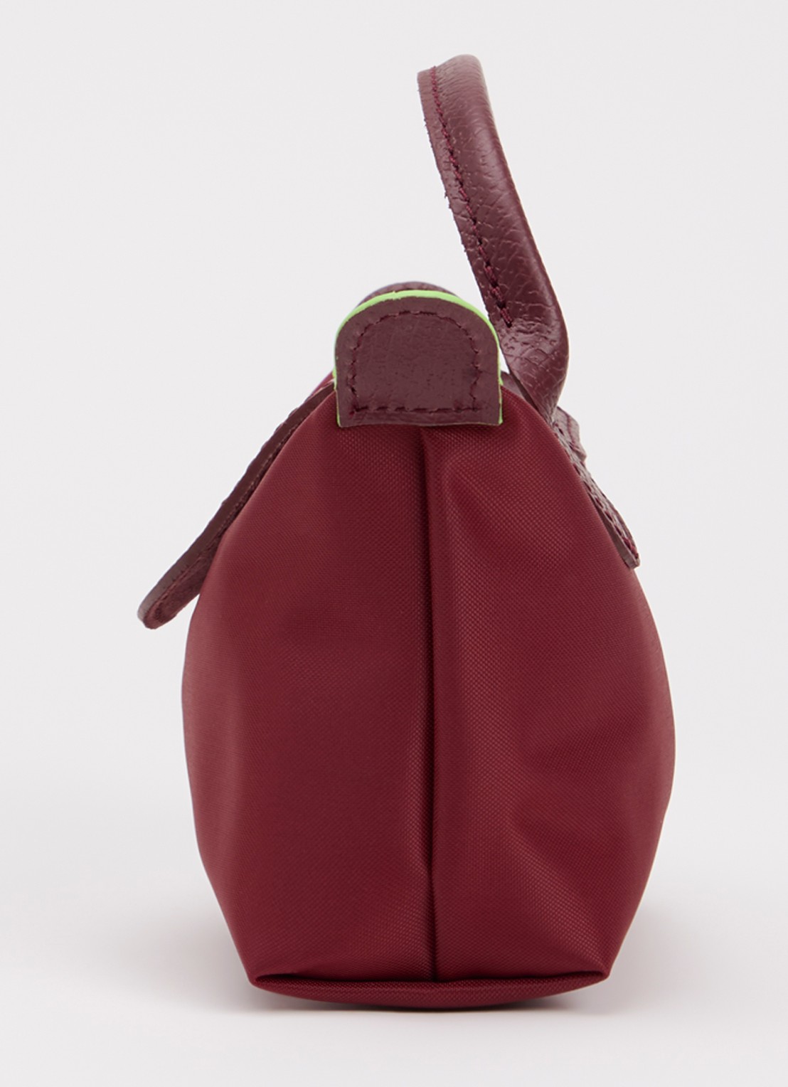 Longchamp Le Pliage Green handtas met leren details - detail 5 bordeauxrood