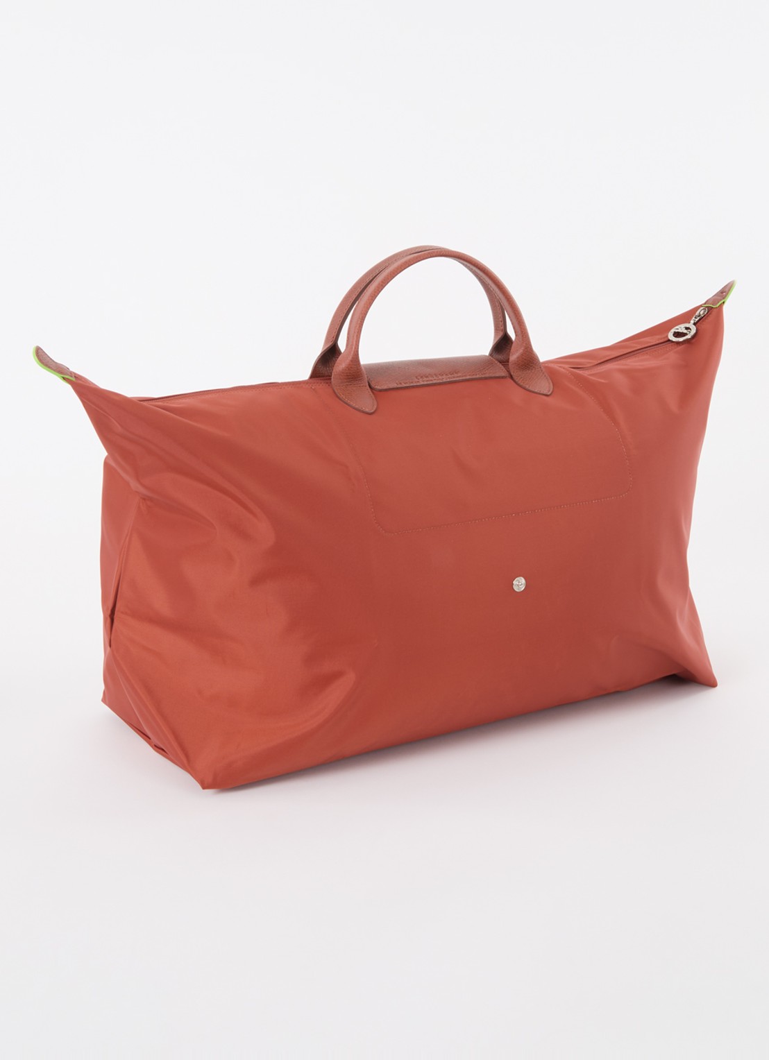 Longchamp Le Pliage Green reistas XL met leren details - achterkant 3 roodbruin