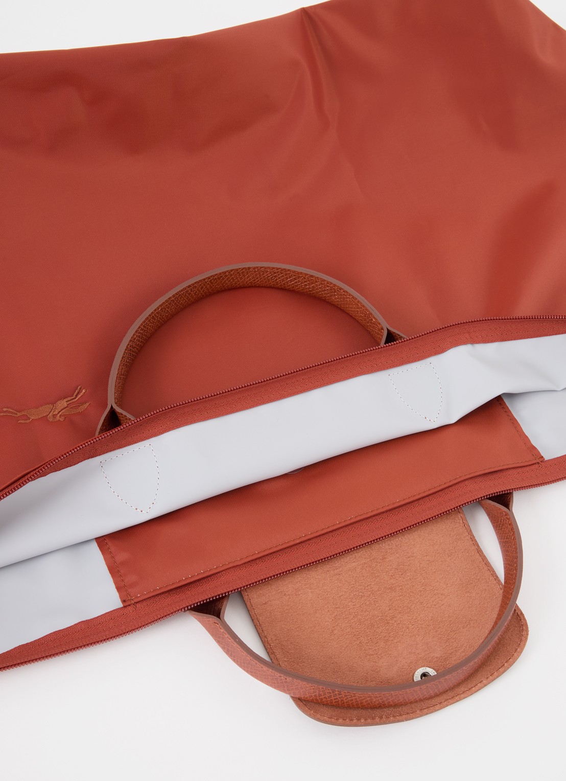Longchamp Le Pliage Green reistas XL met leren details - detail 4 roodbruin