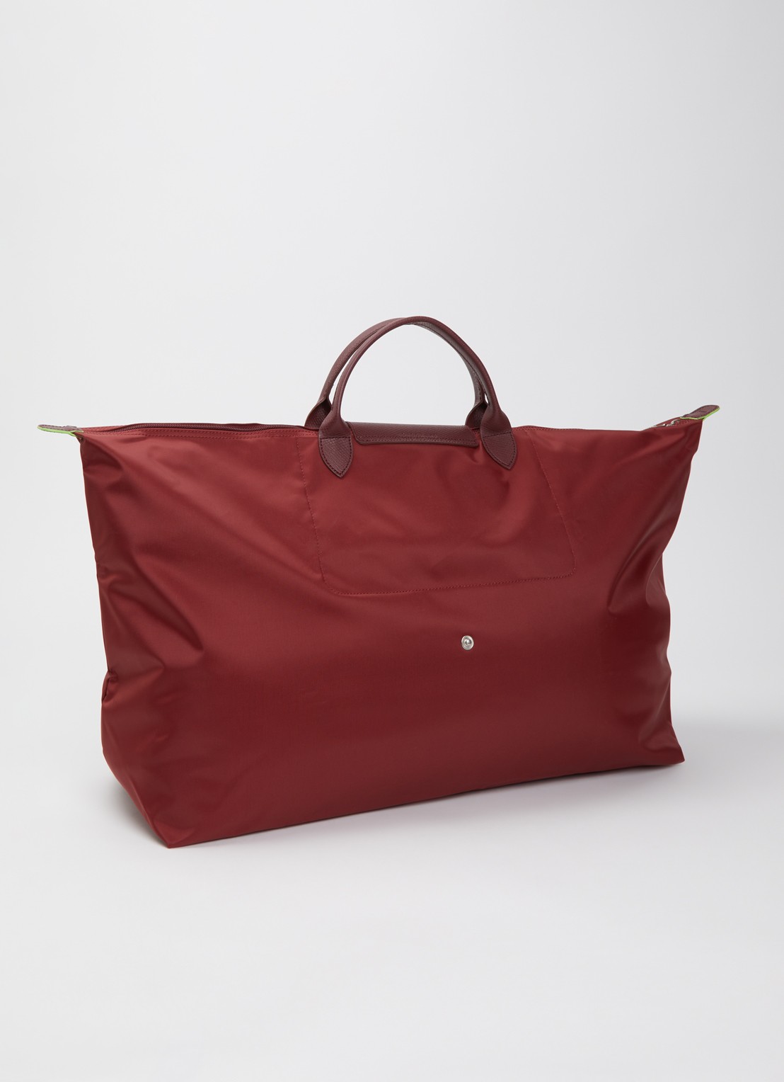 Longchamp Le Pliage Green reistas XL met leren details - achterkant bordeauxrood