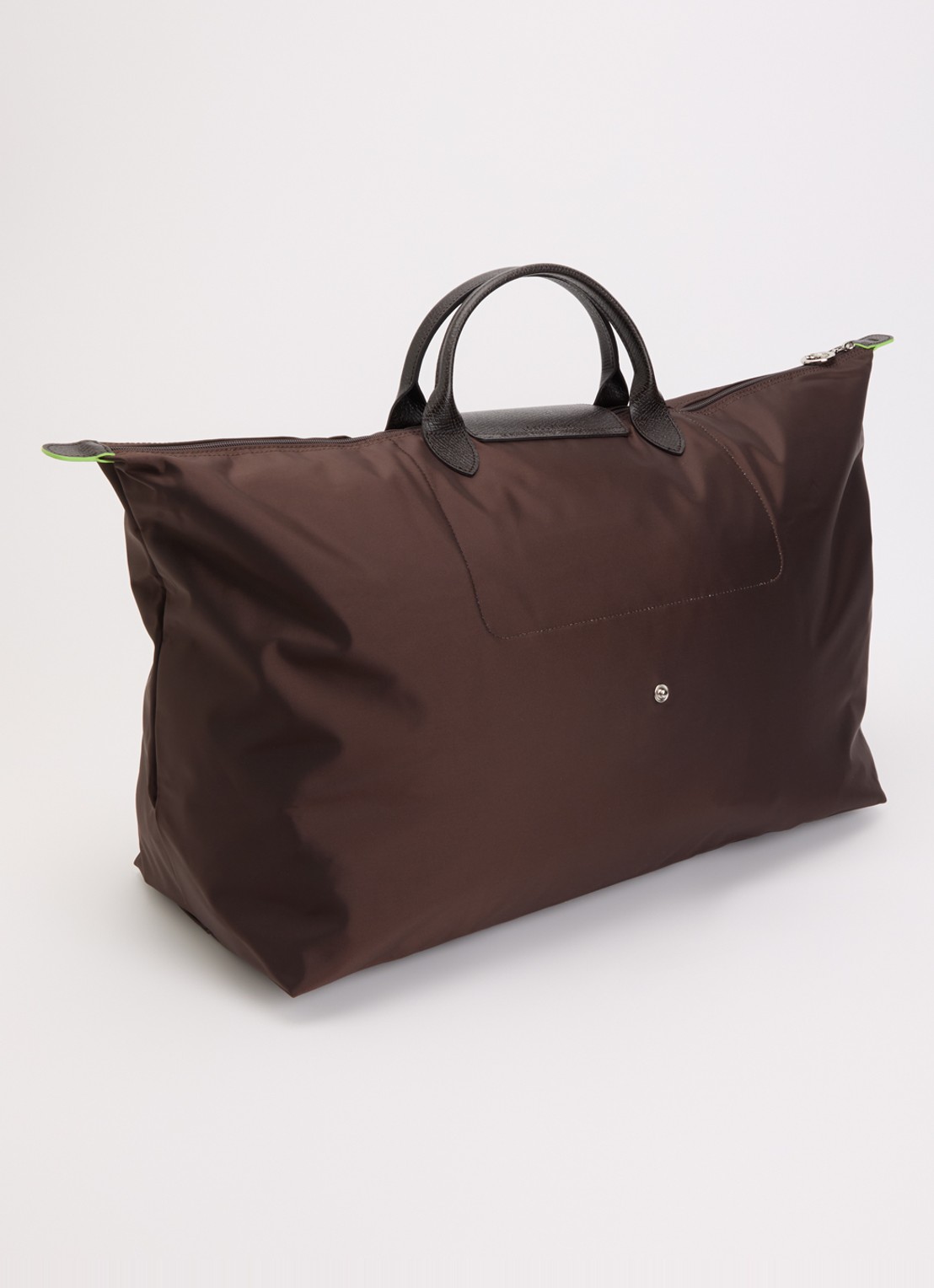Longchamp Le Pliage Green reistas XL met leren details - achterkant 3 donkerbruin
