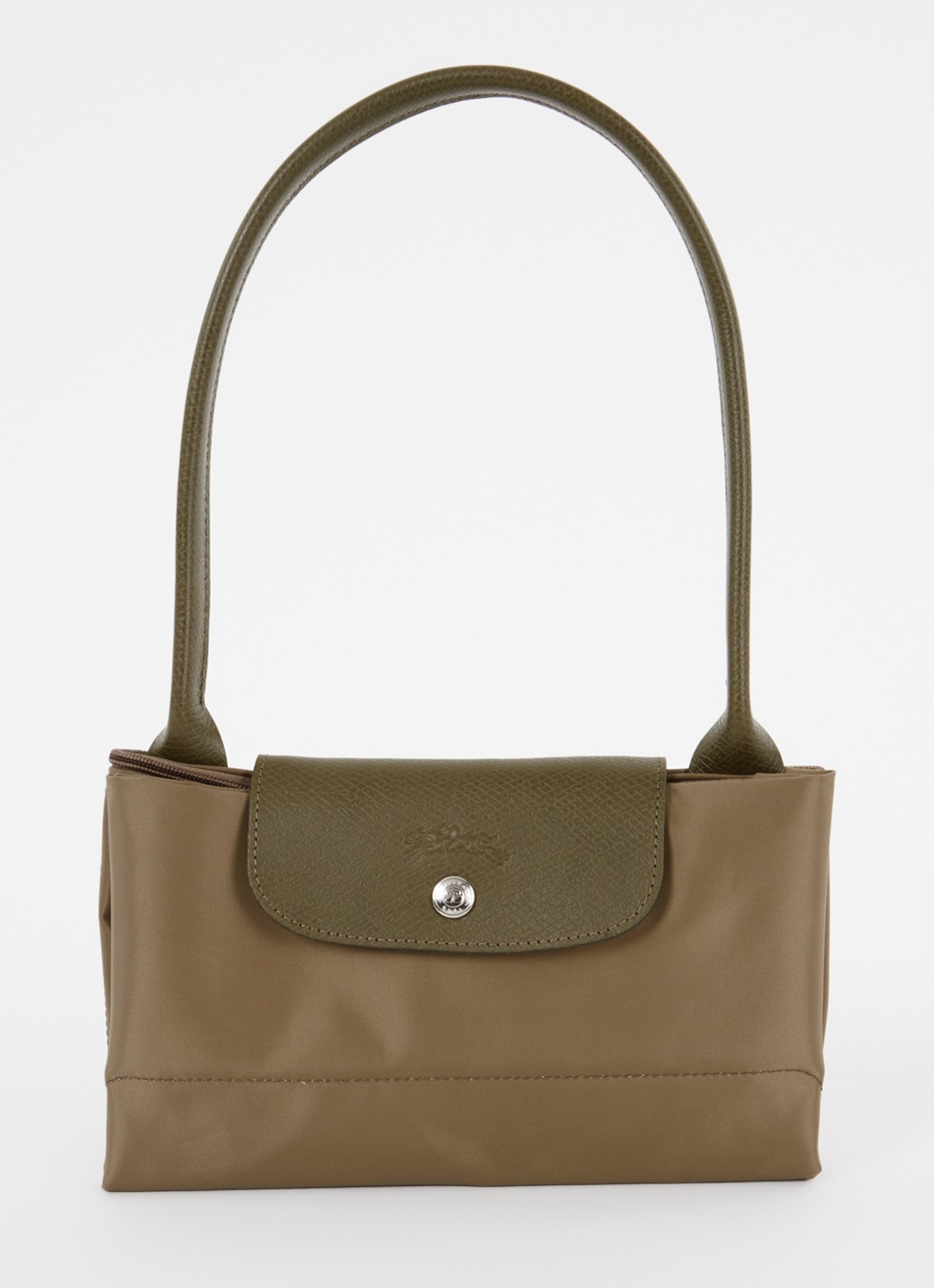 Longchamp Le Pliage Green schoudertas L met leren details - detail 5 lichtbruin