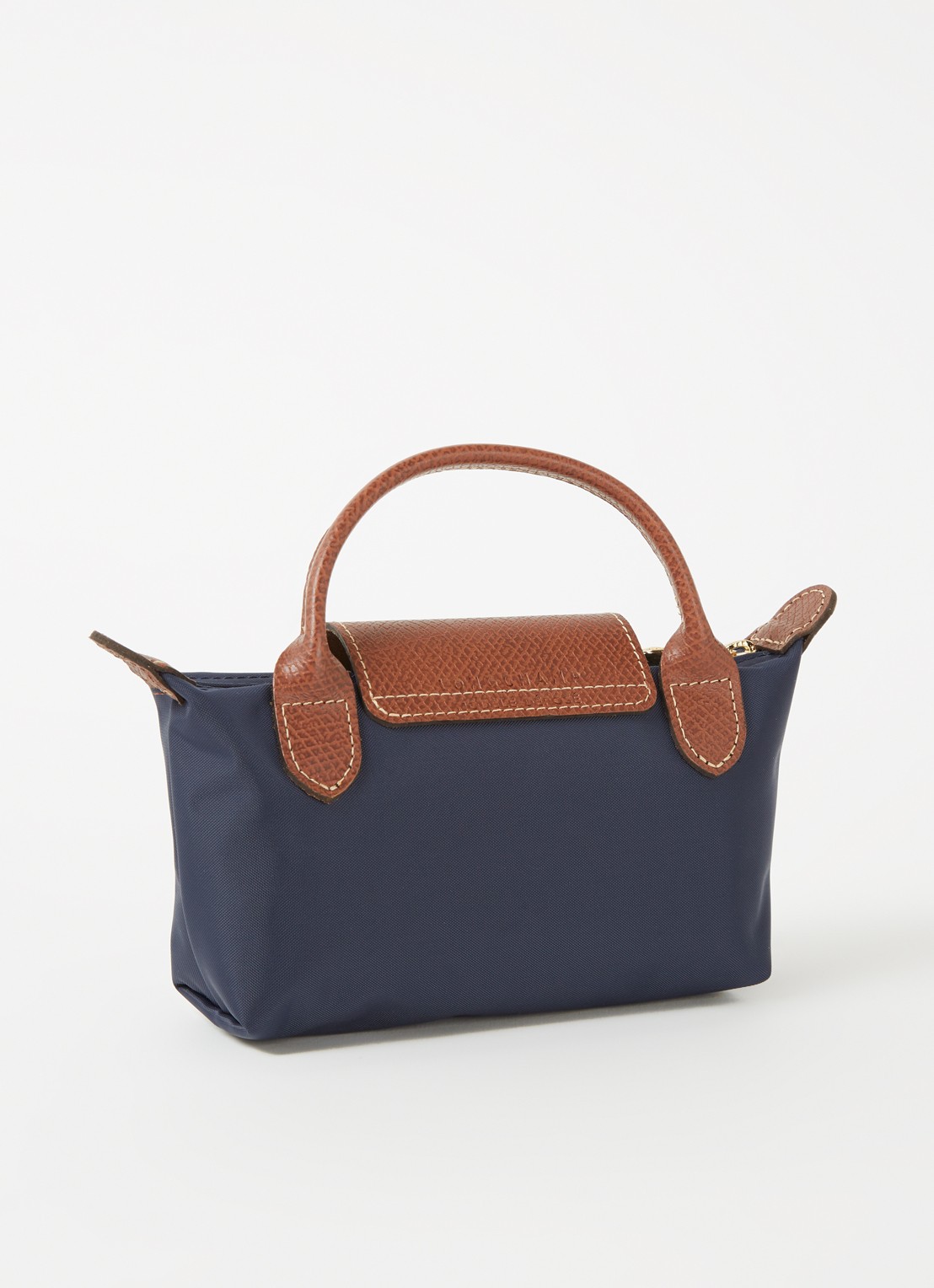 Longchamp Le Pliage handtas met leren details - achterkant blauw