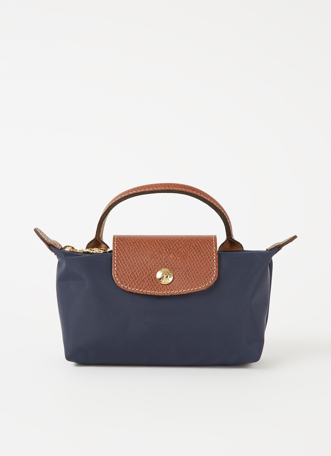 Longchamp Le Pliage handtas met leren details - voorkant 2 blauw
