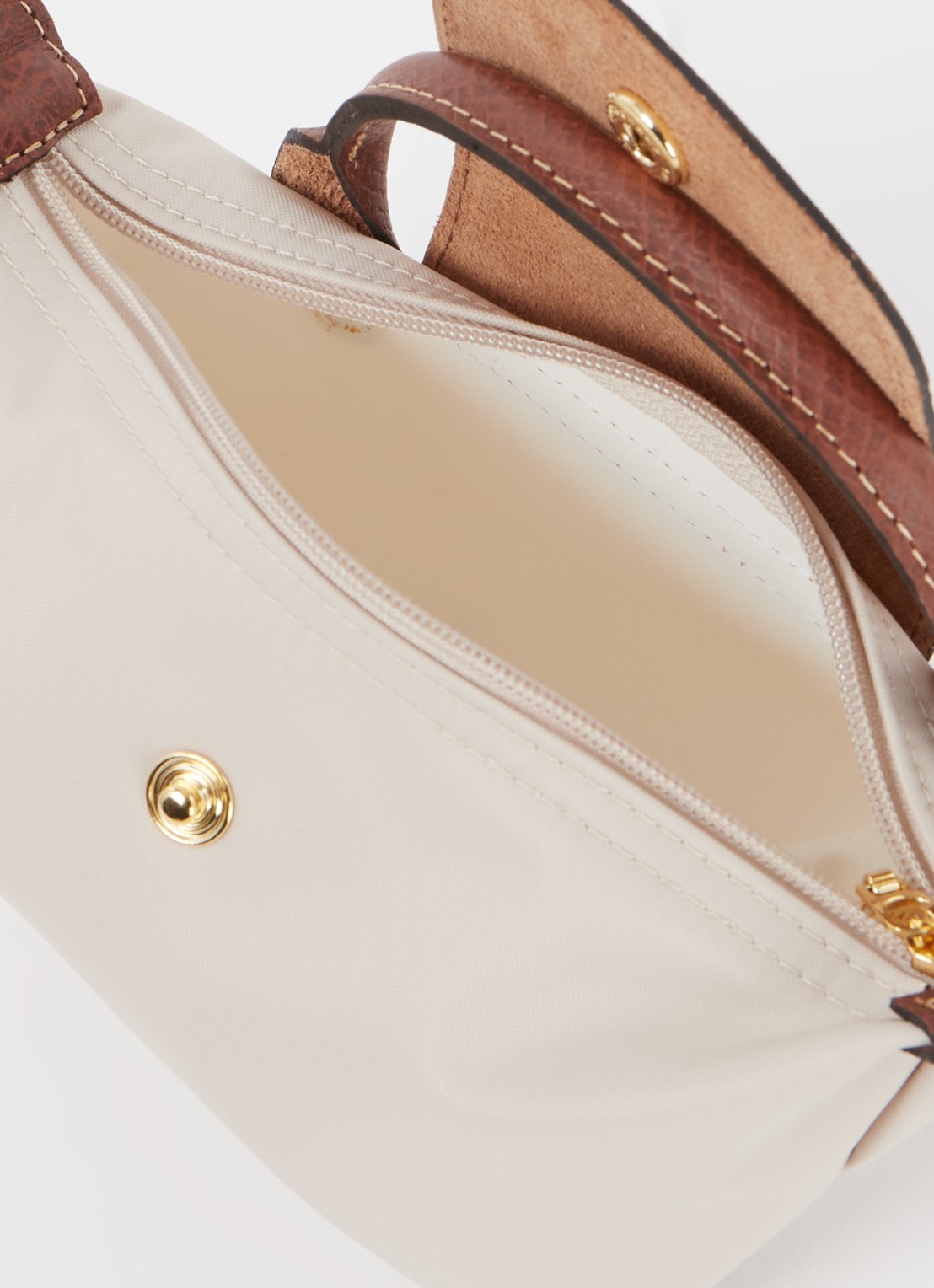Longchamp Le Pliage handtas met leren details - detail 4 creme