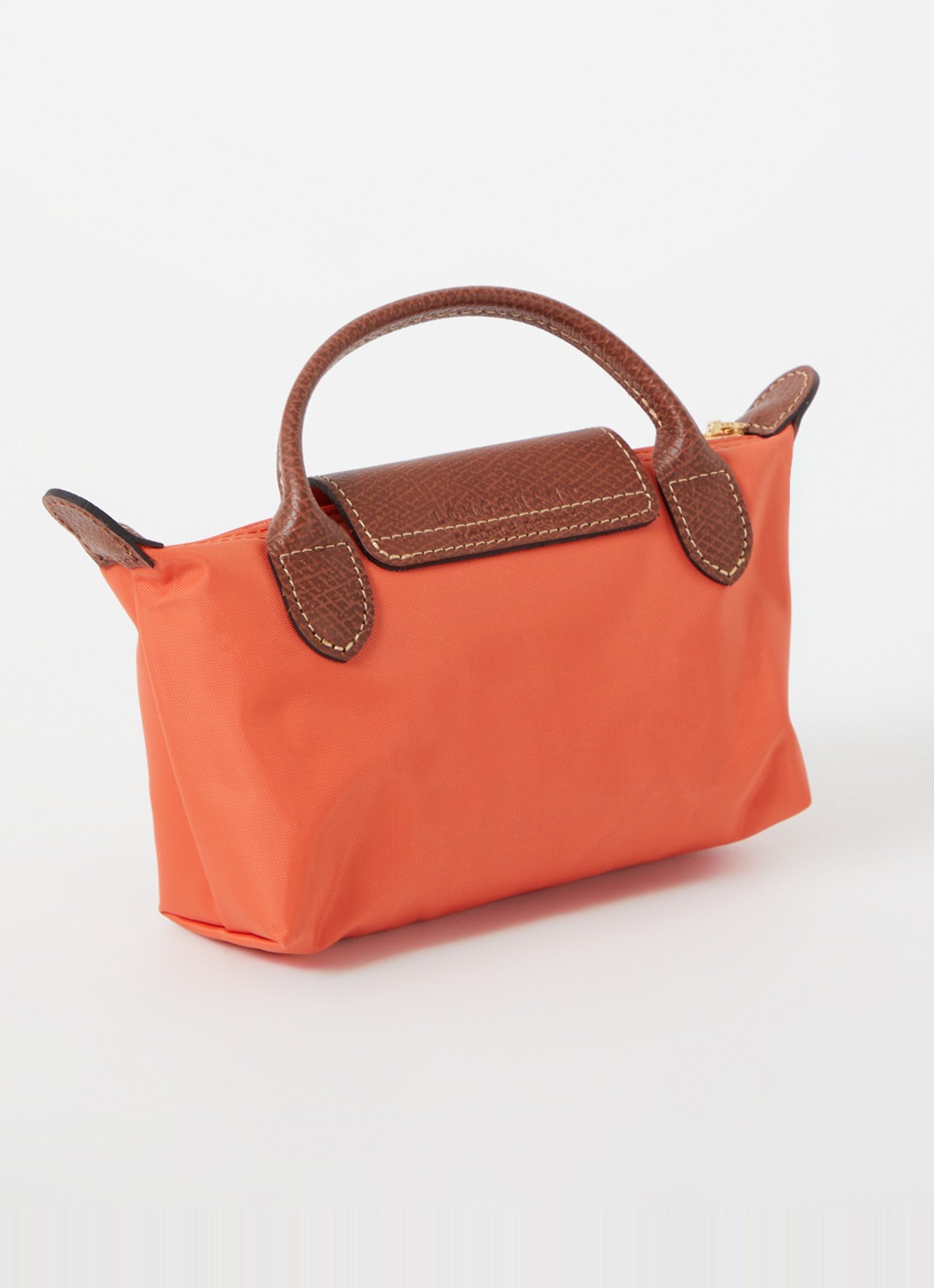 Longchamp Le Pliage handtas met leren details - achterkant 3 oranje