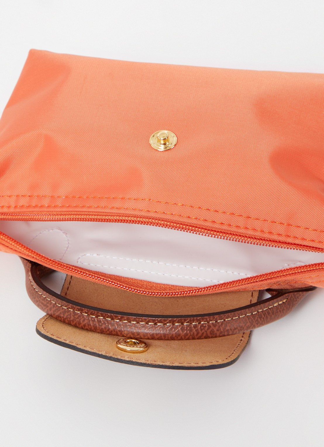 Longchamp Le Pliage handtas met leren details - detail 4 oranje