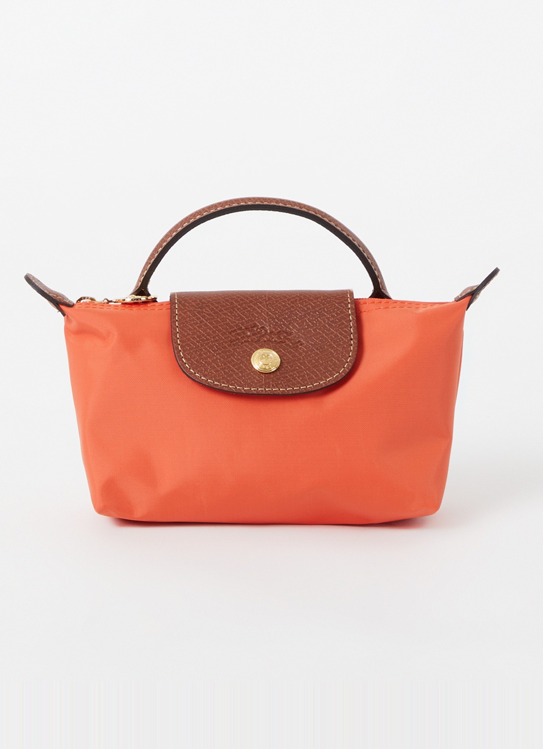 Longchamp Le Pliage handtas met leren details - voorkant oranje
