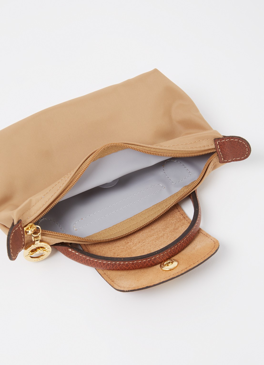 Longchamp Le Pliage handtas met leren details - detail camel