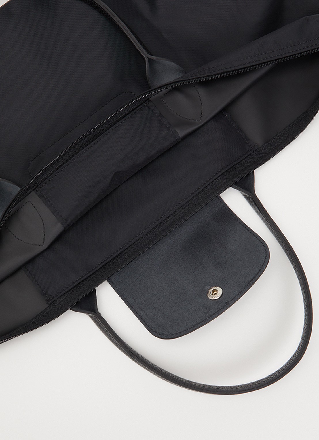 Longchamp Le Pliage One handtas L met leren details - detail 3 zwart