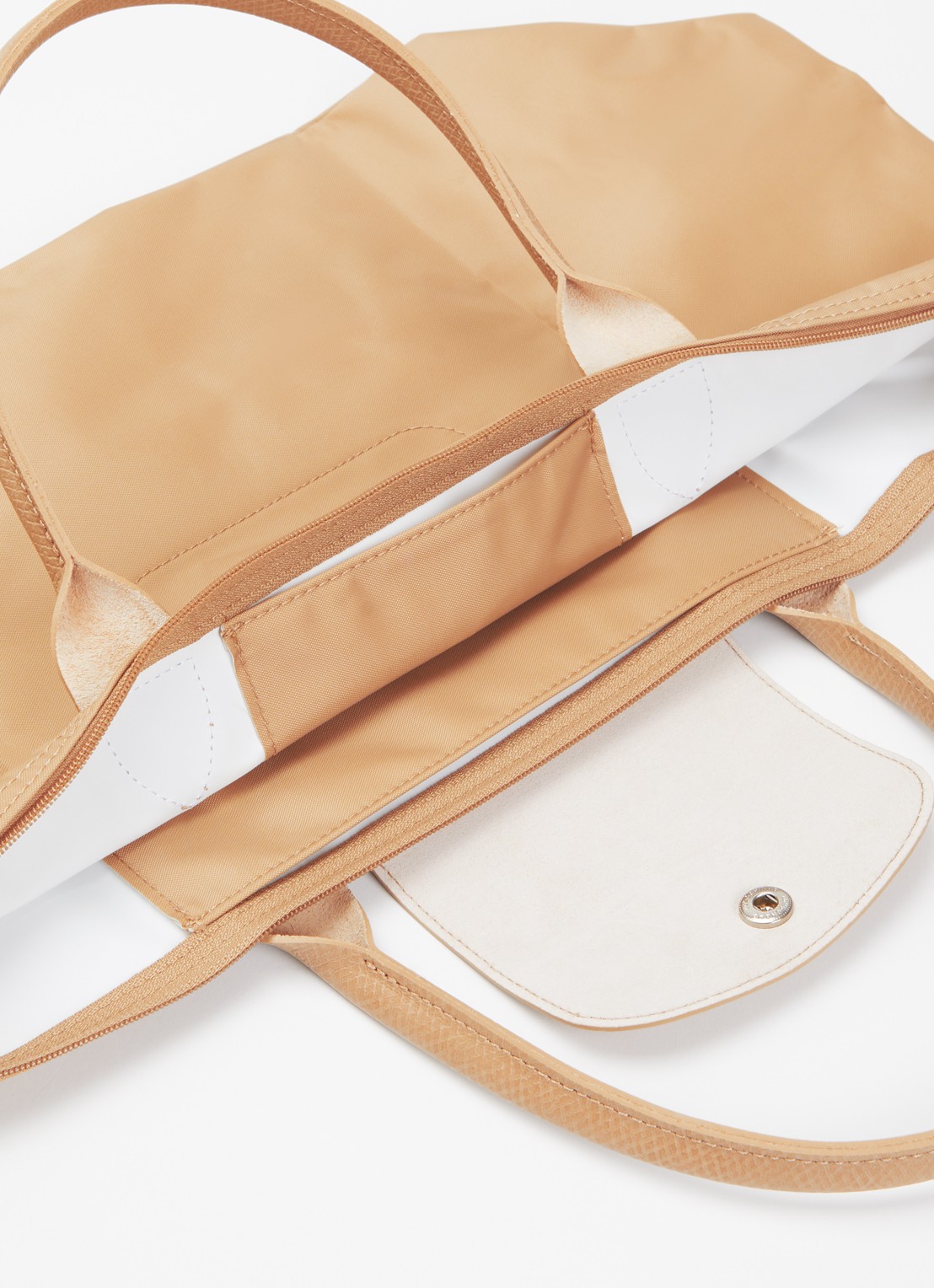 Longchamp Le Pliage One handtas L met leren details - detail beige