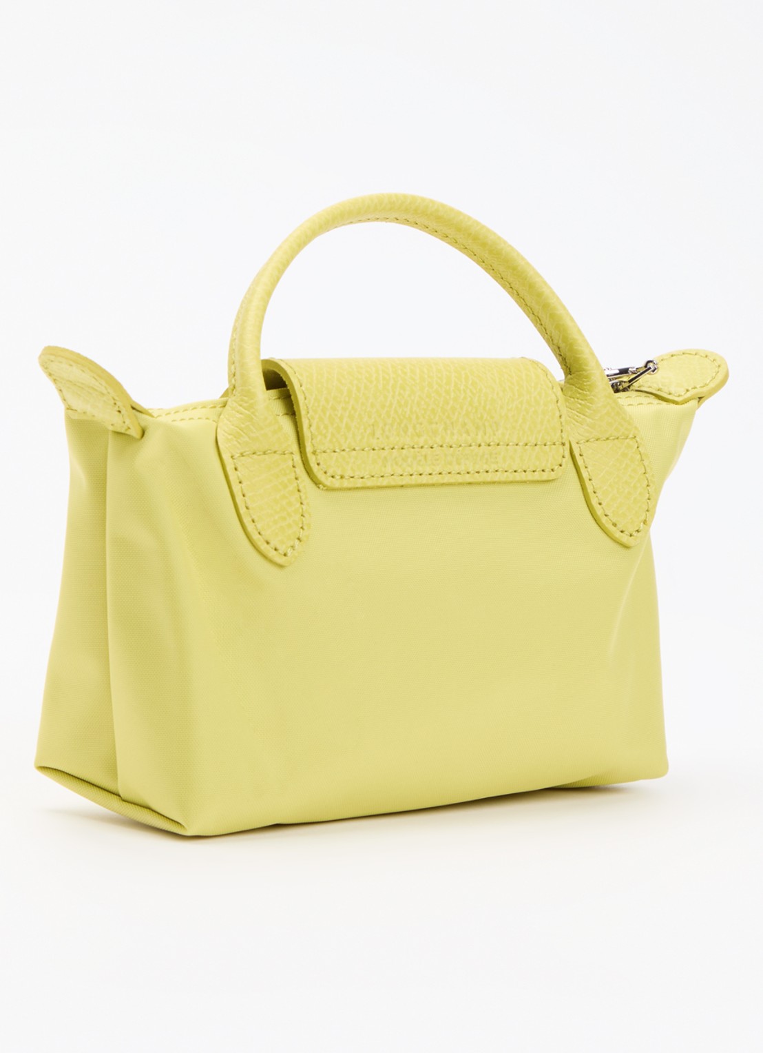 Longchamp Le Pliage One handtas met leren details - achterkant lime