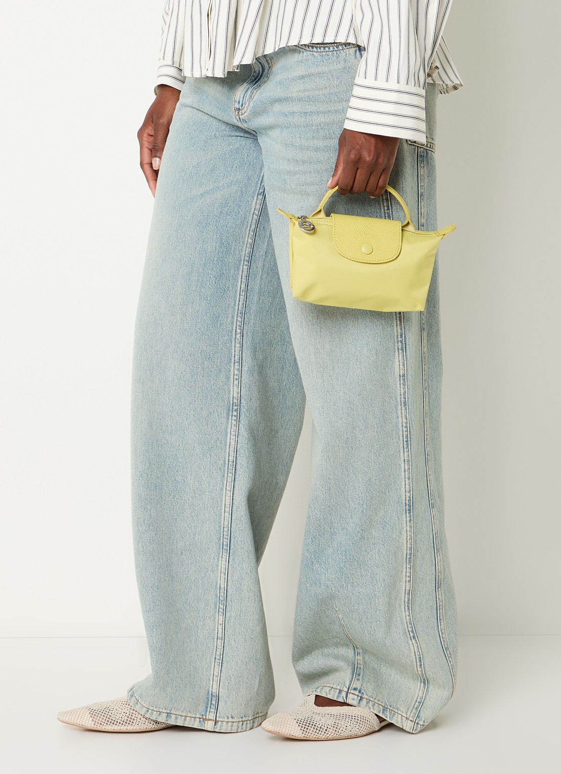 Longchamp Le Pliage One handtas met leren details - voorkant 2 lime