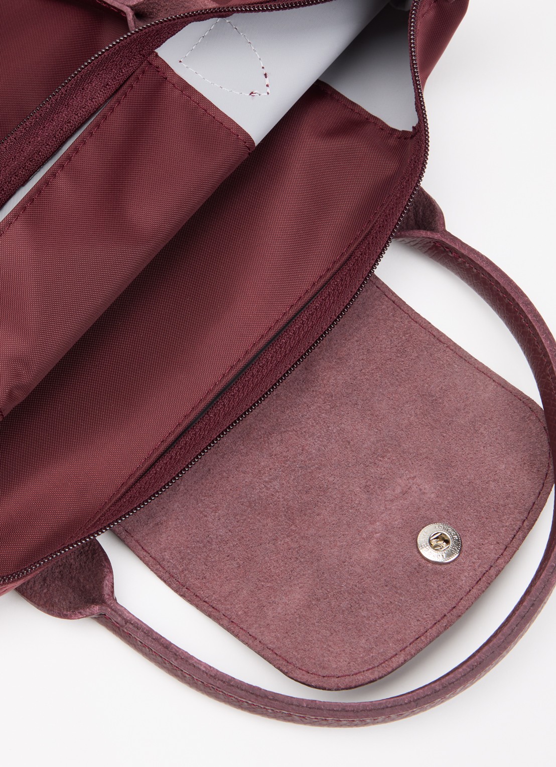 Longchamp Le Pliage One handtas S met leren details - detail bordeauxrood