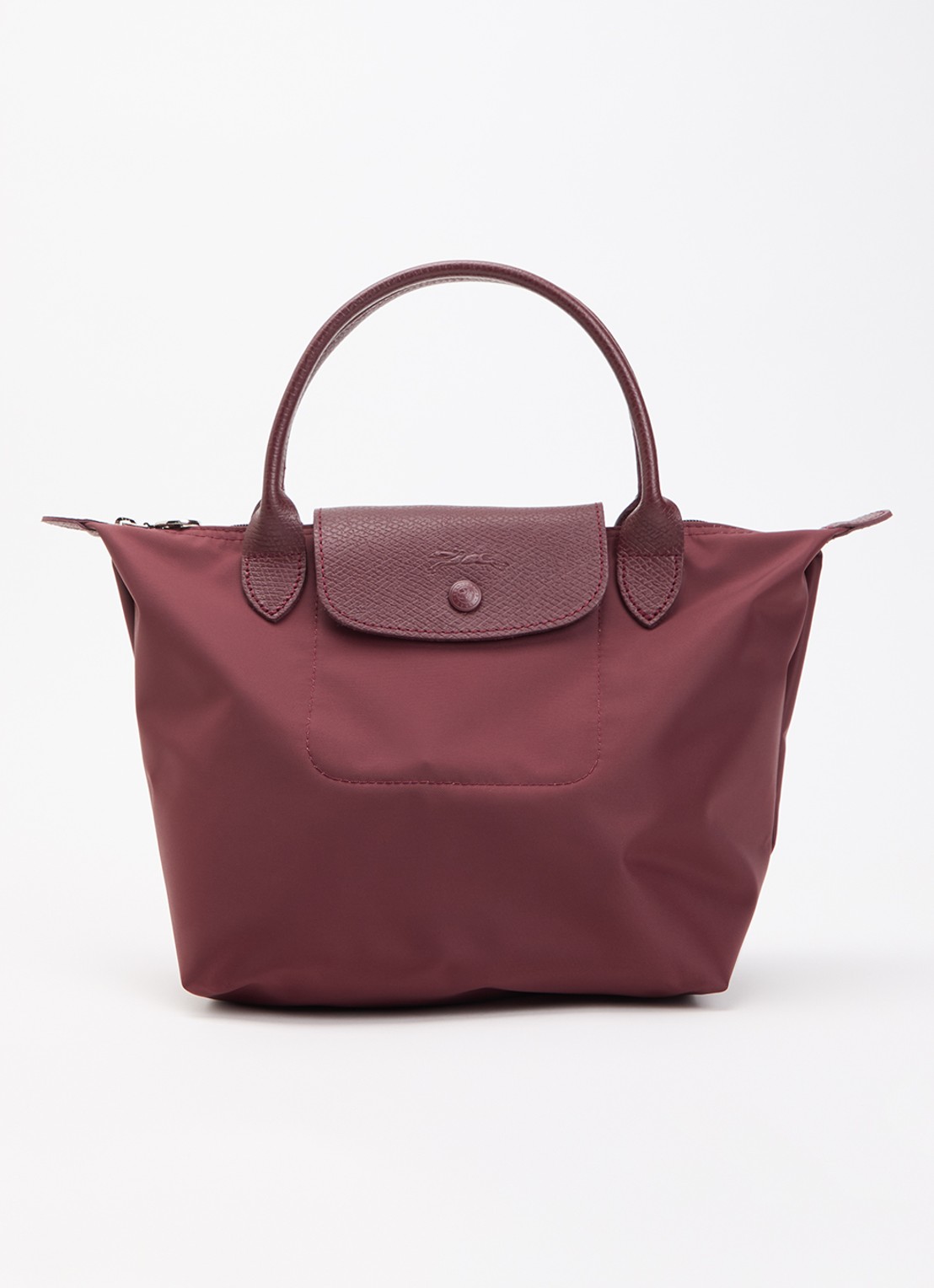 Longchamp Le Pliage One handtas S met leren details - voorkant 5 bordeauxrood