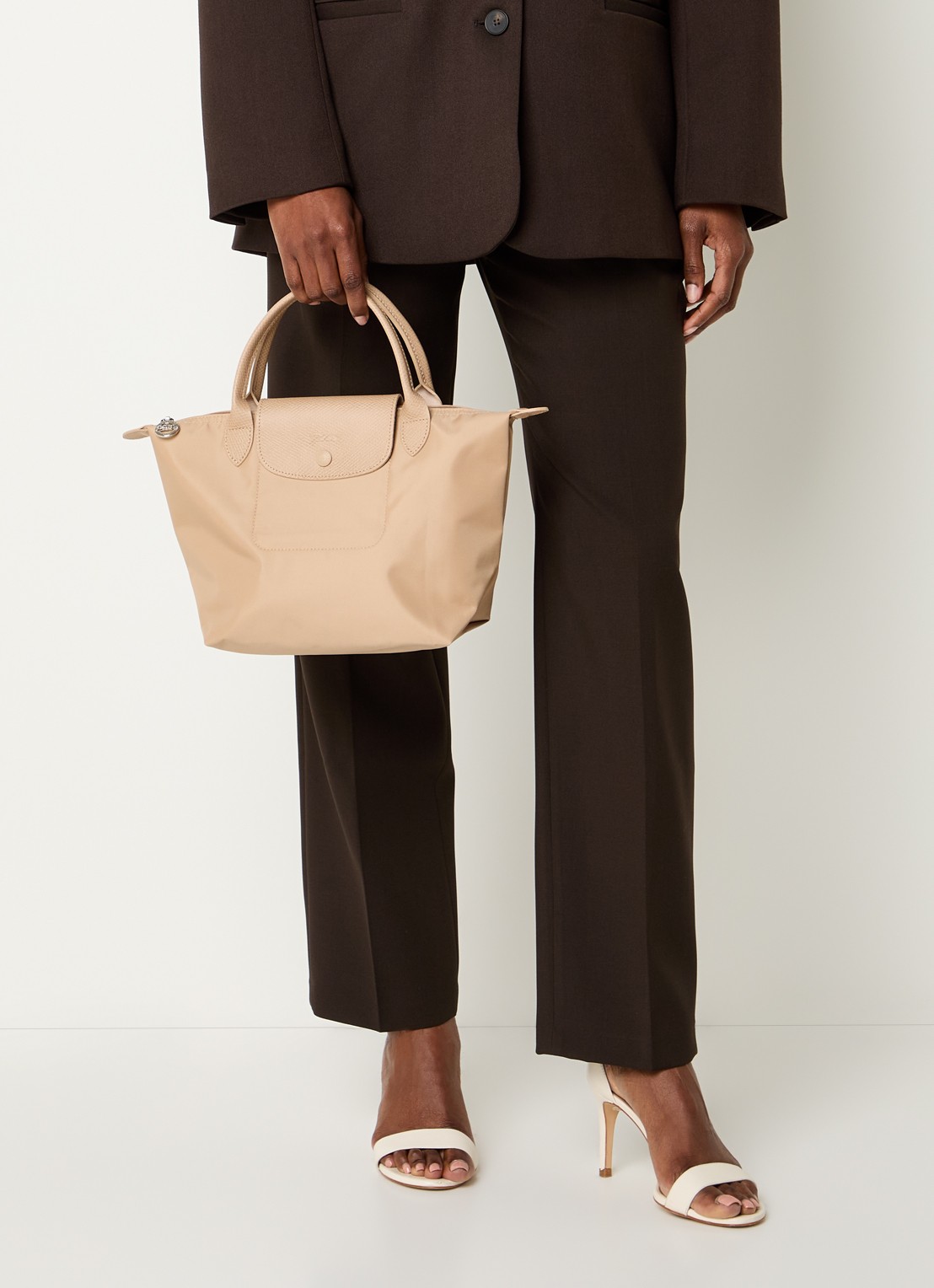 Longchamp Le Pliage One handtas S met leren details - voorkant 2 beige