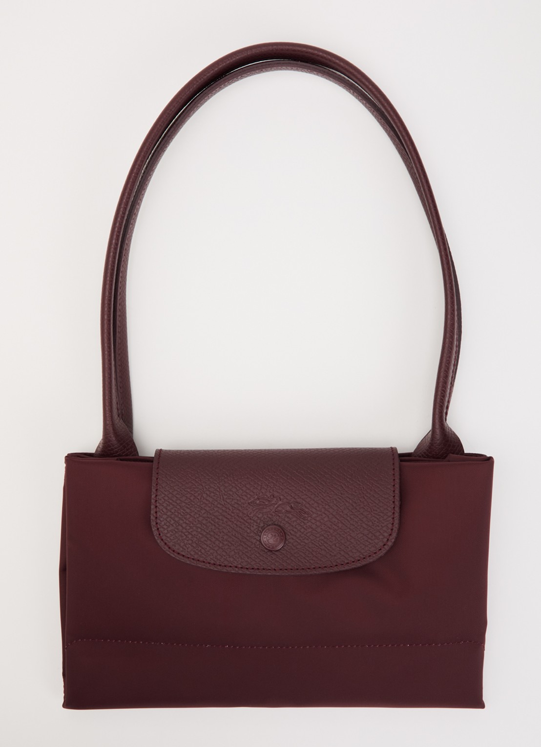 Longchamp Le Pliage One schoudertas L met leren details - detail 6 bordeauxrood