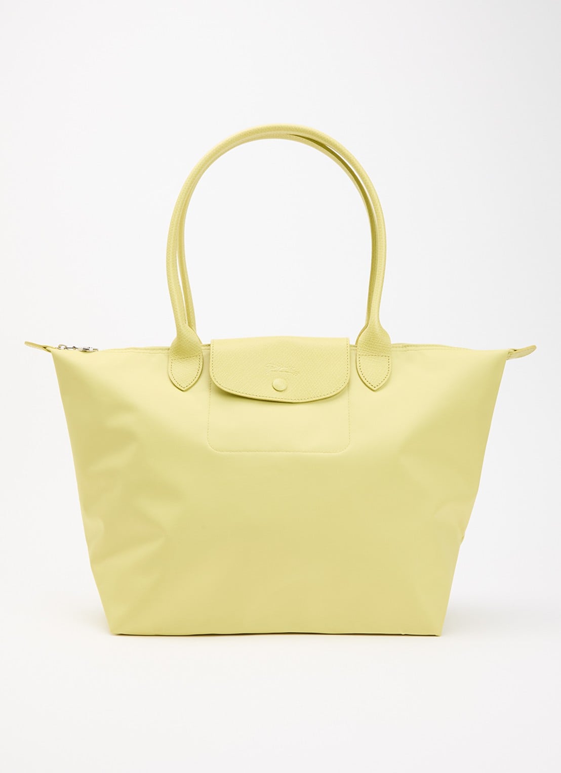 Longchamp Le Pliage One schoudertas L met leren details - voorkant lime