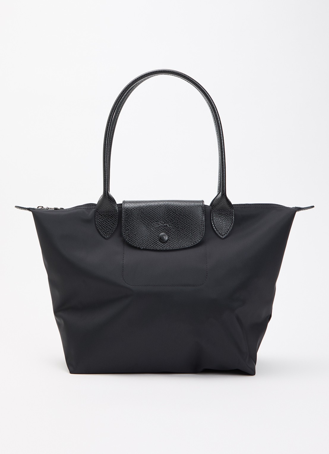 Longchamp Le pliage One schoudertas M met details van leer - voorkant zwart