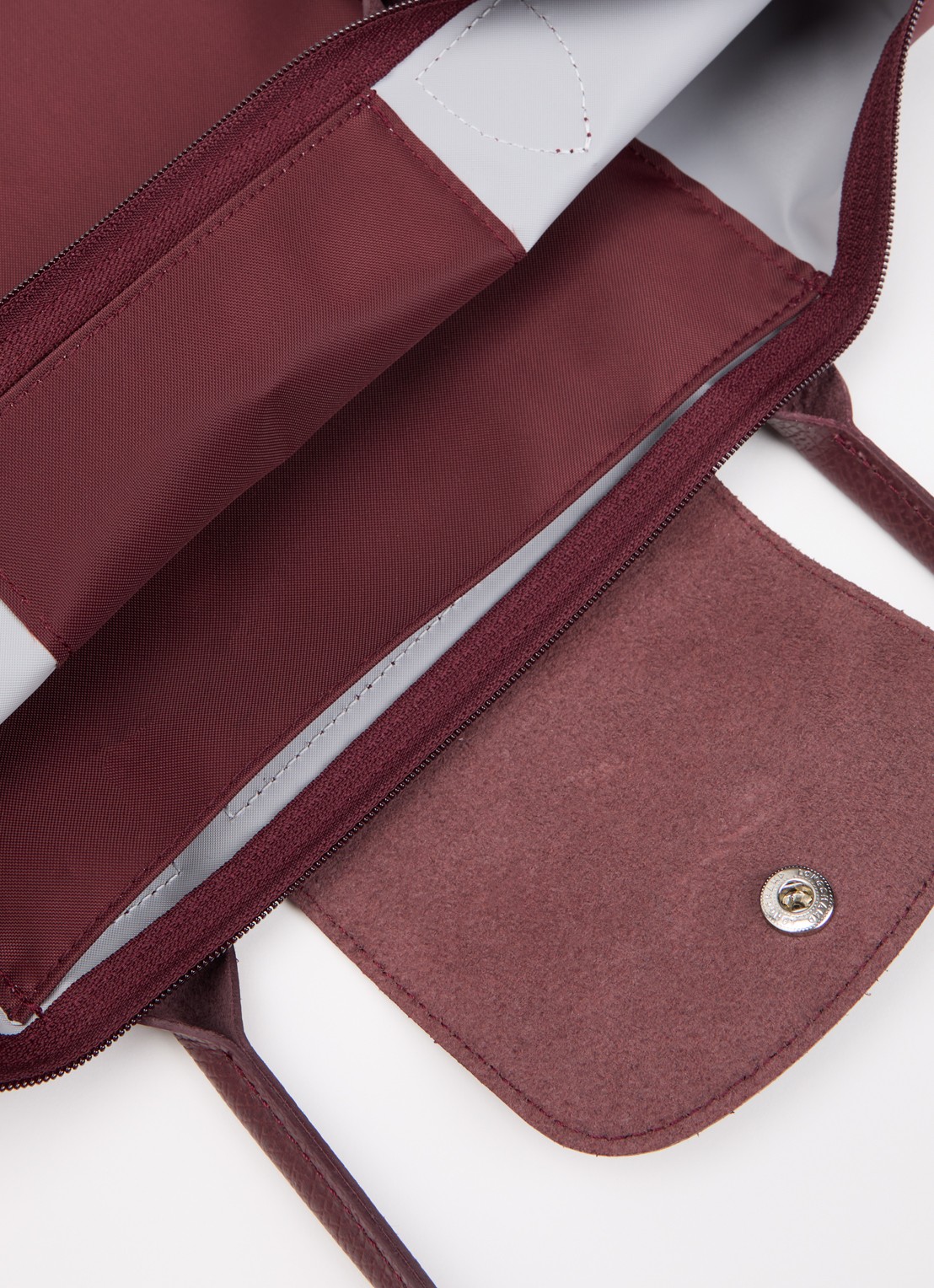 Longchamp Le pliage One schoudertas M met details van leer - detail 4 aubergine