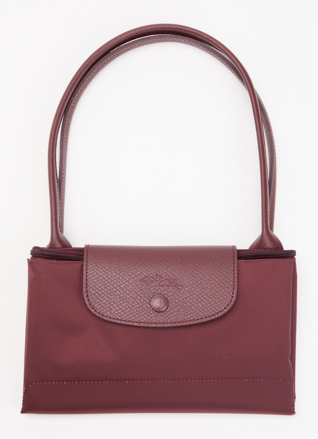 Longchamp Le pliage One schoudertas M met details van leer - detail 6 aubergine