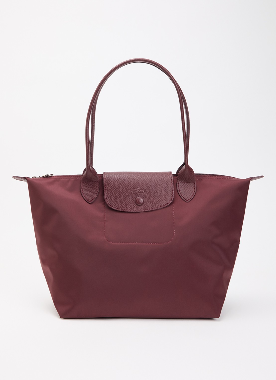 Longchamp Le pliage One schoudertas M met details van leer - voorkant aubergine