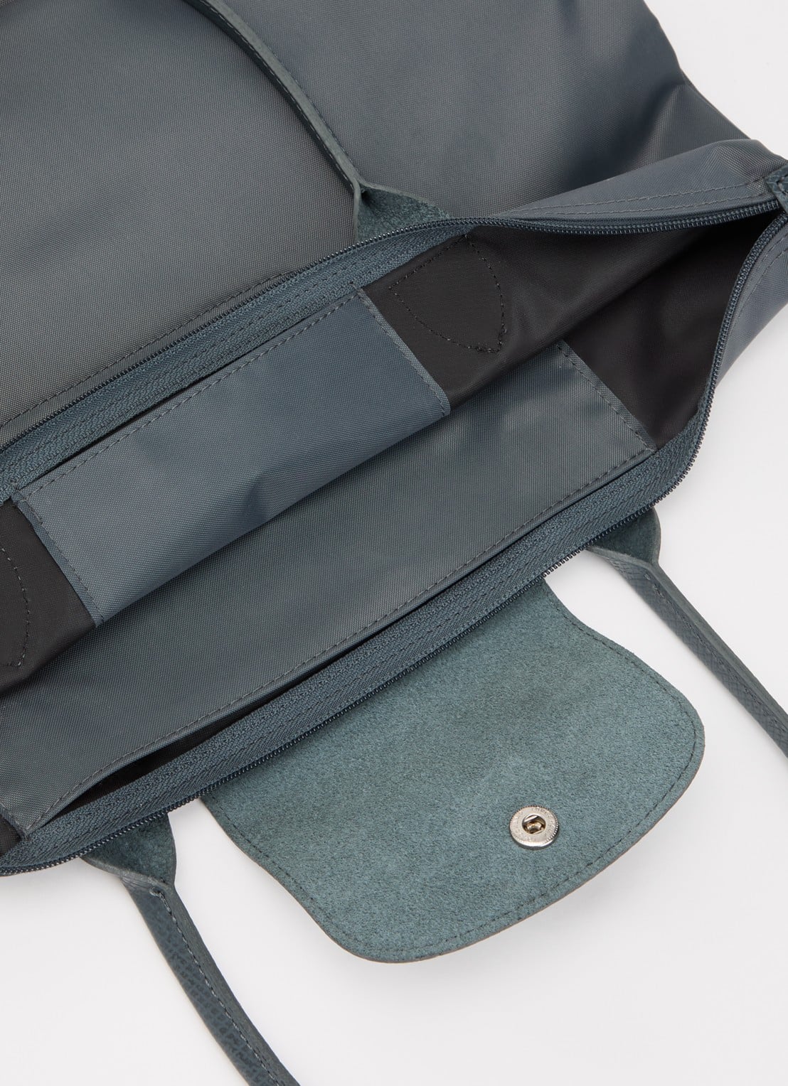 Longchamp Le pliage One schoudertas M met details van leer - detail 4 staalblauw