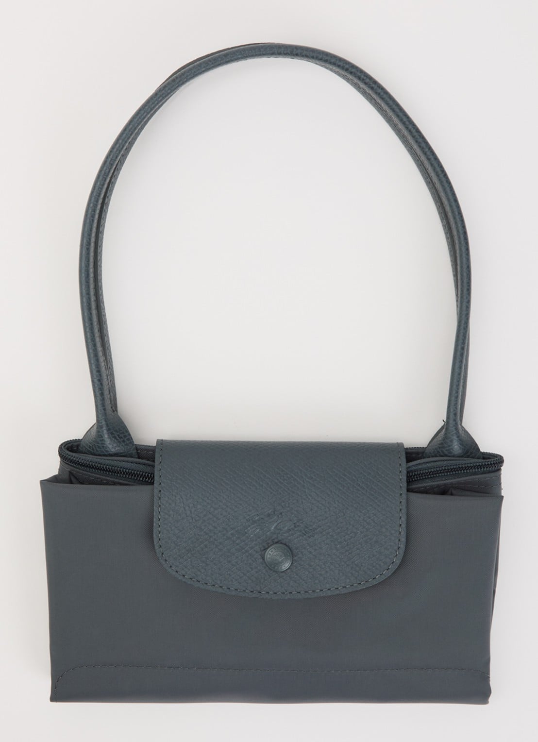 Longchamp Le pliage One schoudertas M met details van leer - detail 6 staalblauw