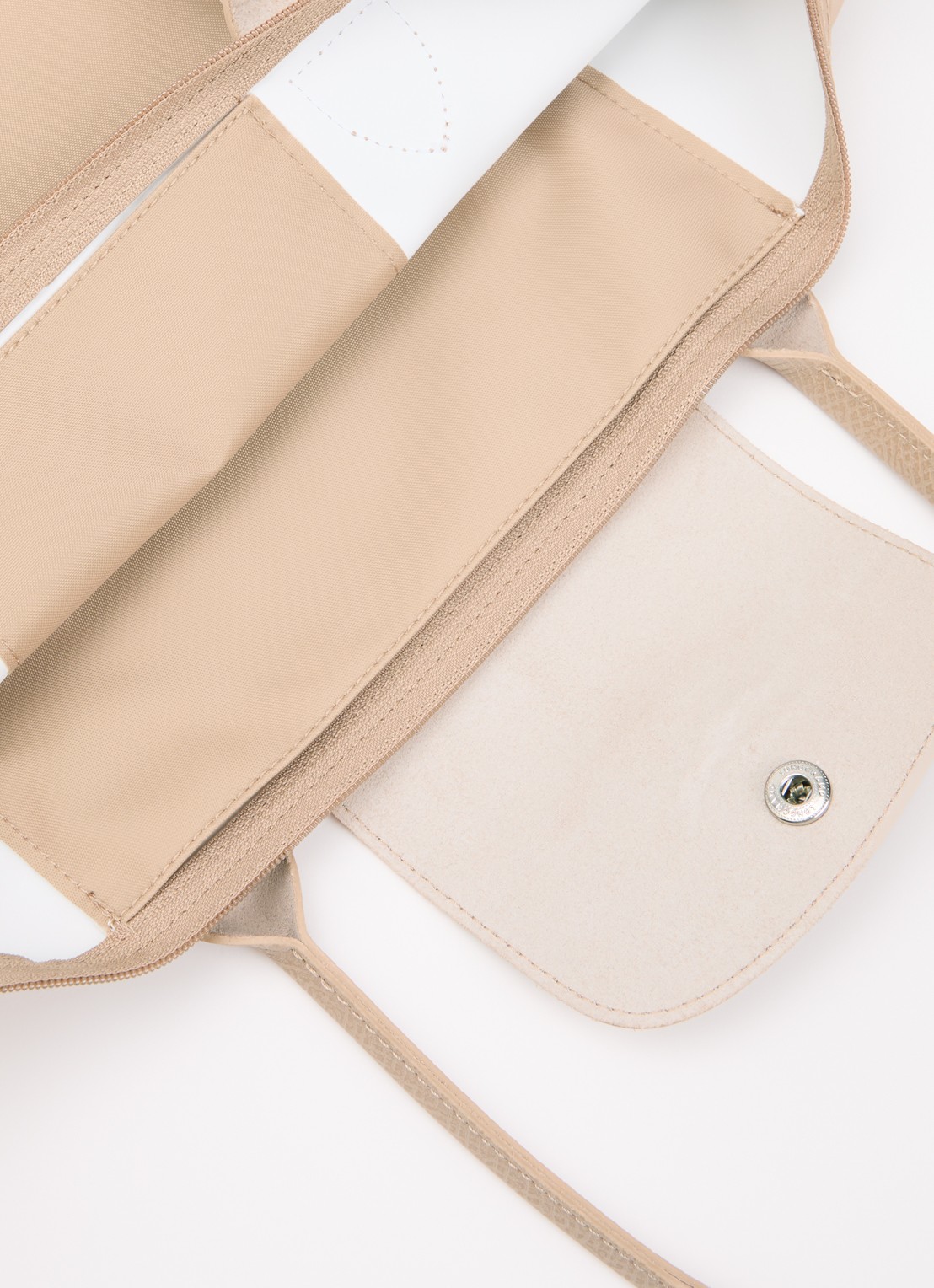 Longchamp Le pliage One schoudertas M met details van leer - detail 4 beige