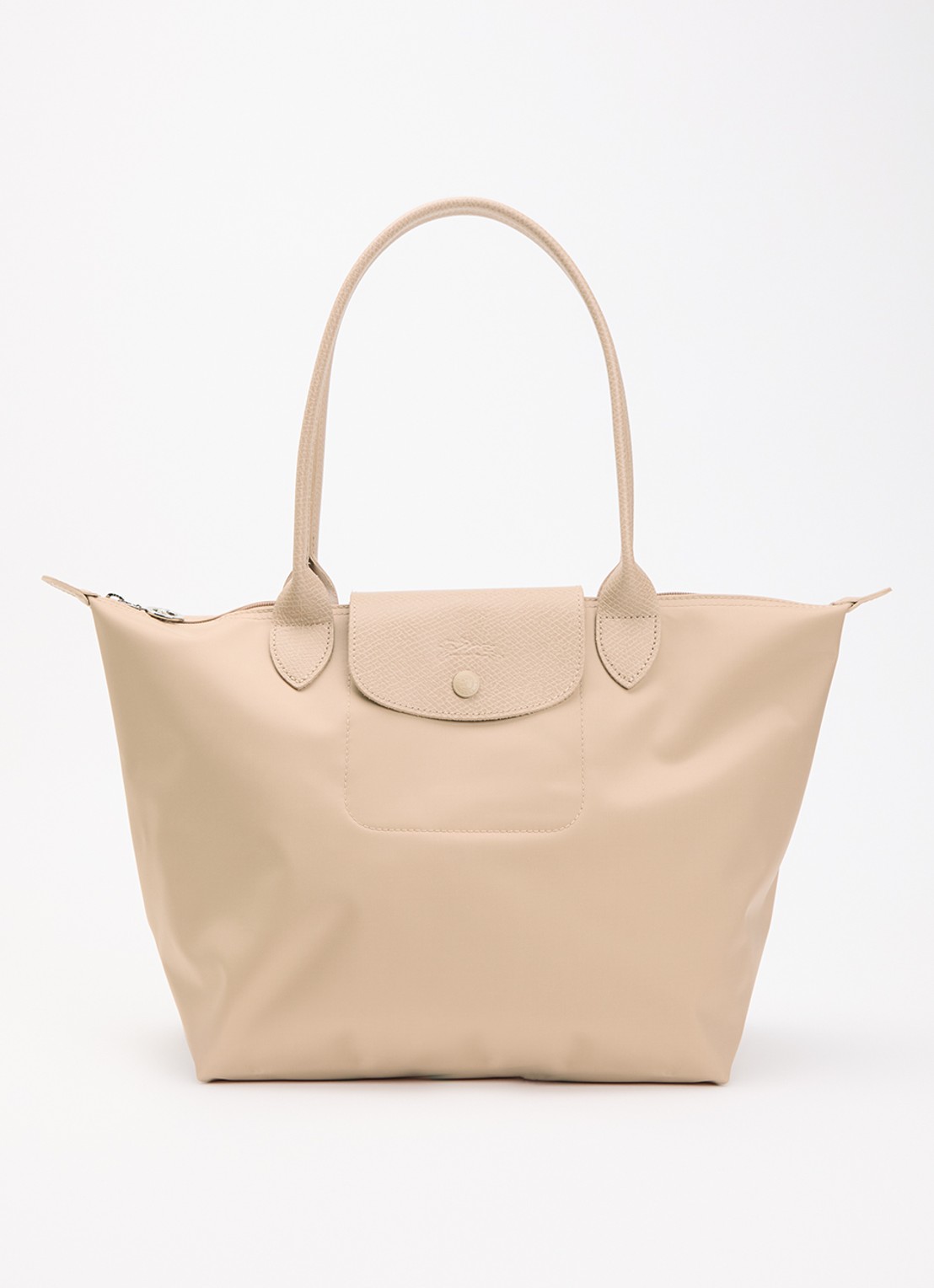 Longchamp Le pliage One schoudertas M met details van leer - voorkant 2 beige