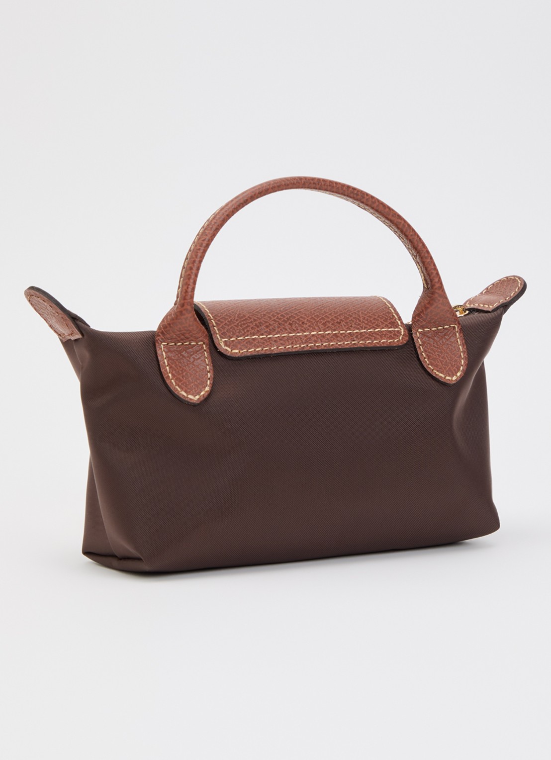 Longchamp Le Pliage Orginal handtas met leren details - achterkant 2 donkerbruin
