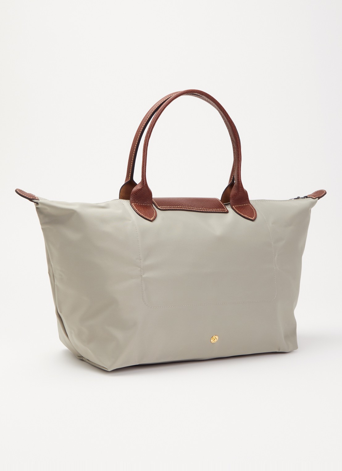Longchamp Le Pliage Original handtas L met leren details - achterkant 7 taupe