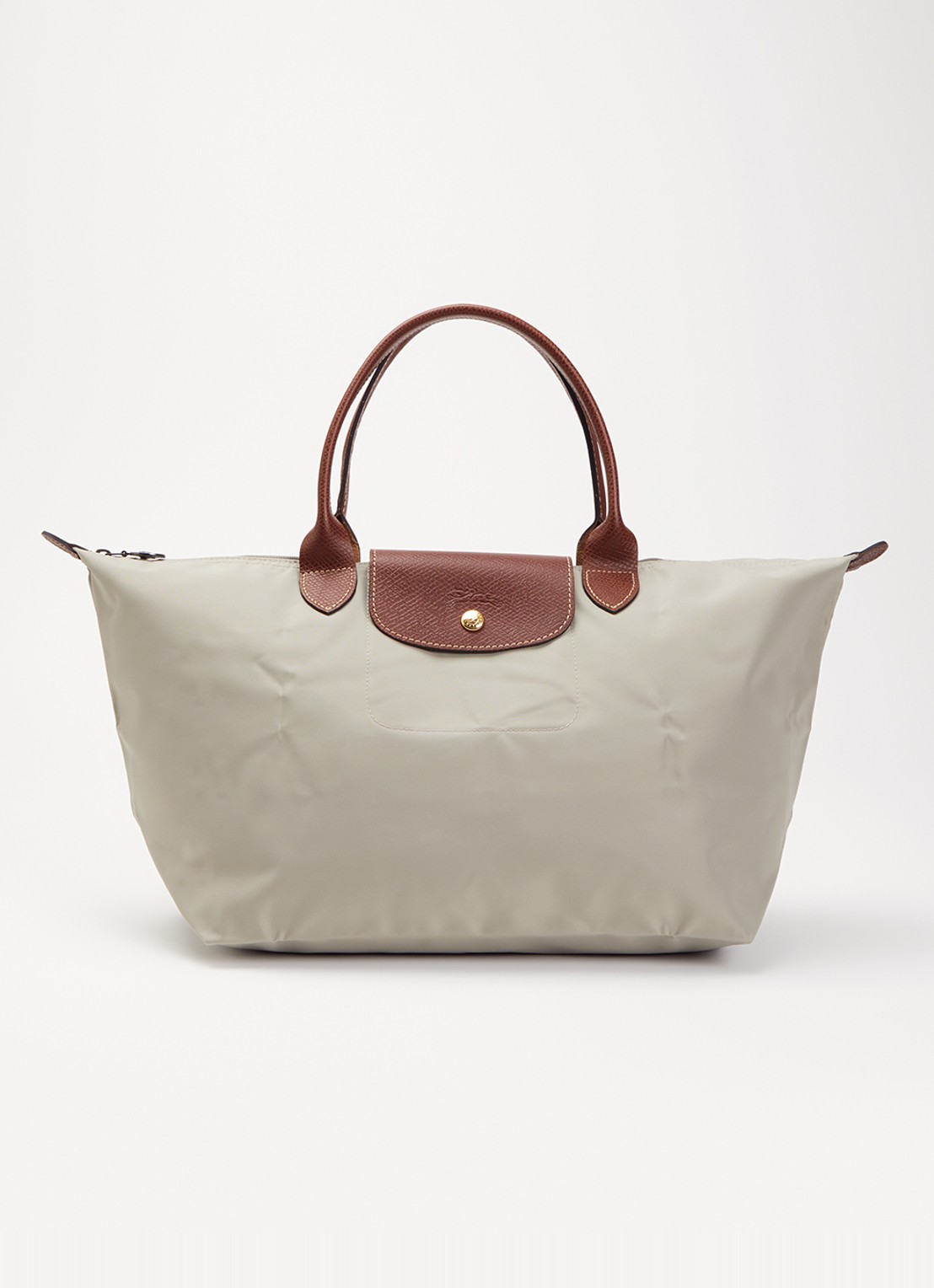Longchamp Le Pliage Original handtas L met leren details - voorkant 5 taupe